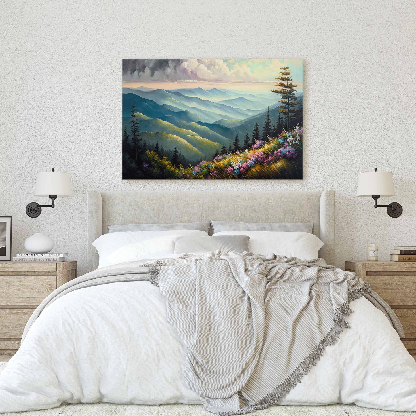 Great Smoky Mountains Canvas Art Ready To Hang Large Print, Oil Painting, Landscape