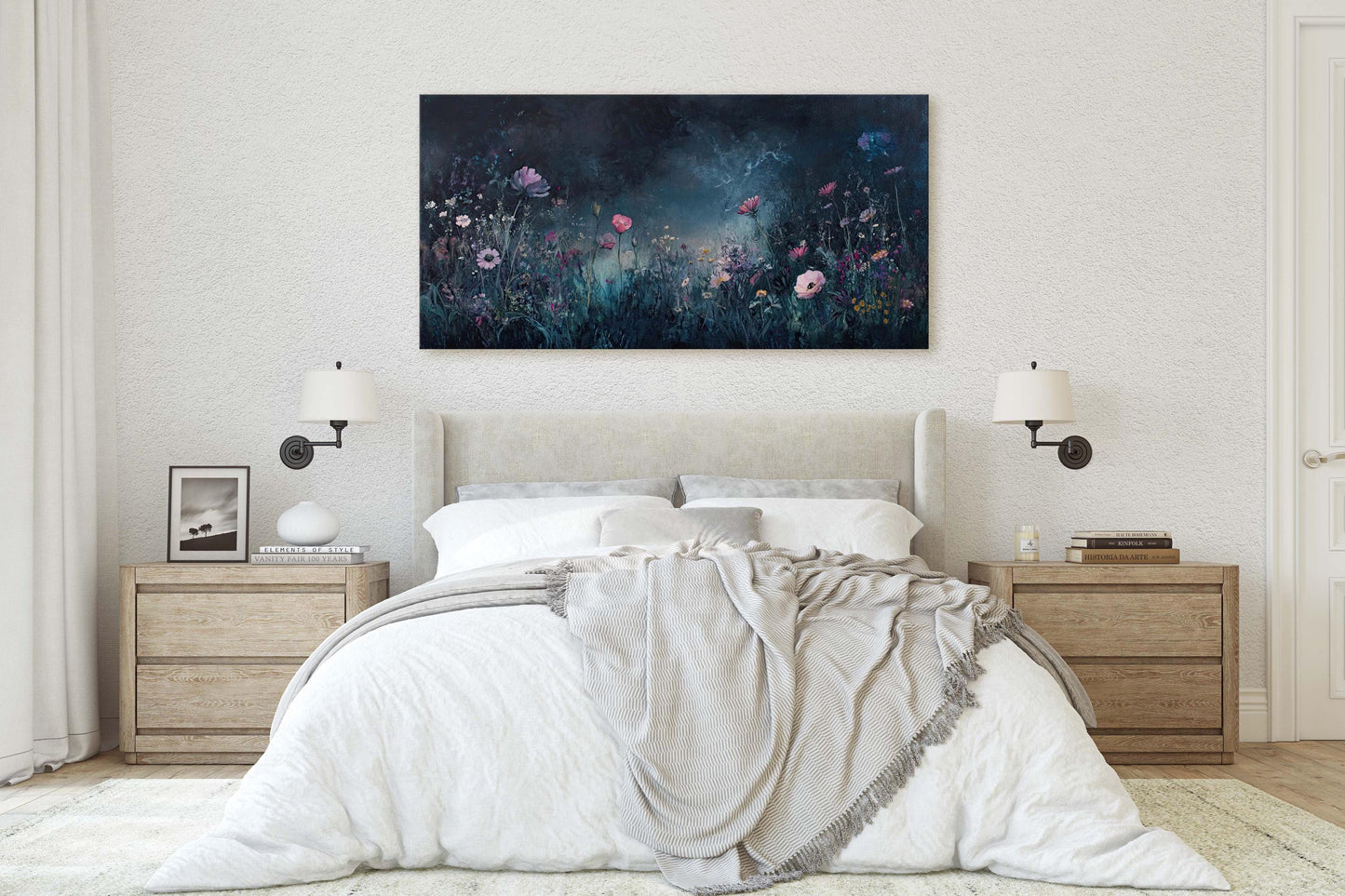 Wildflowers at Night, Flowers in Darkness, Night Time, Moody Botanical