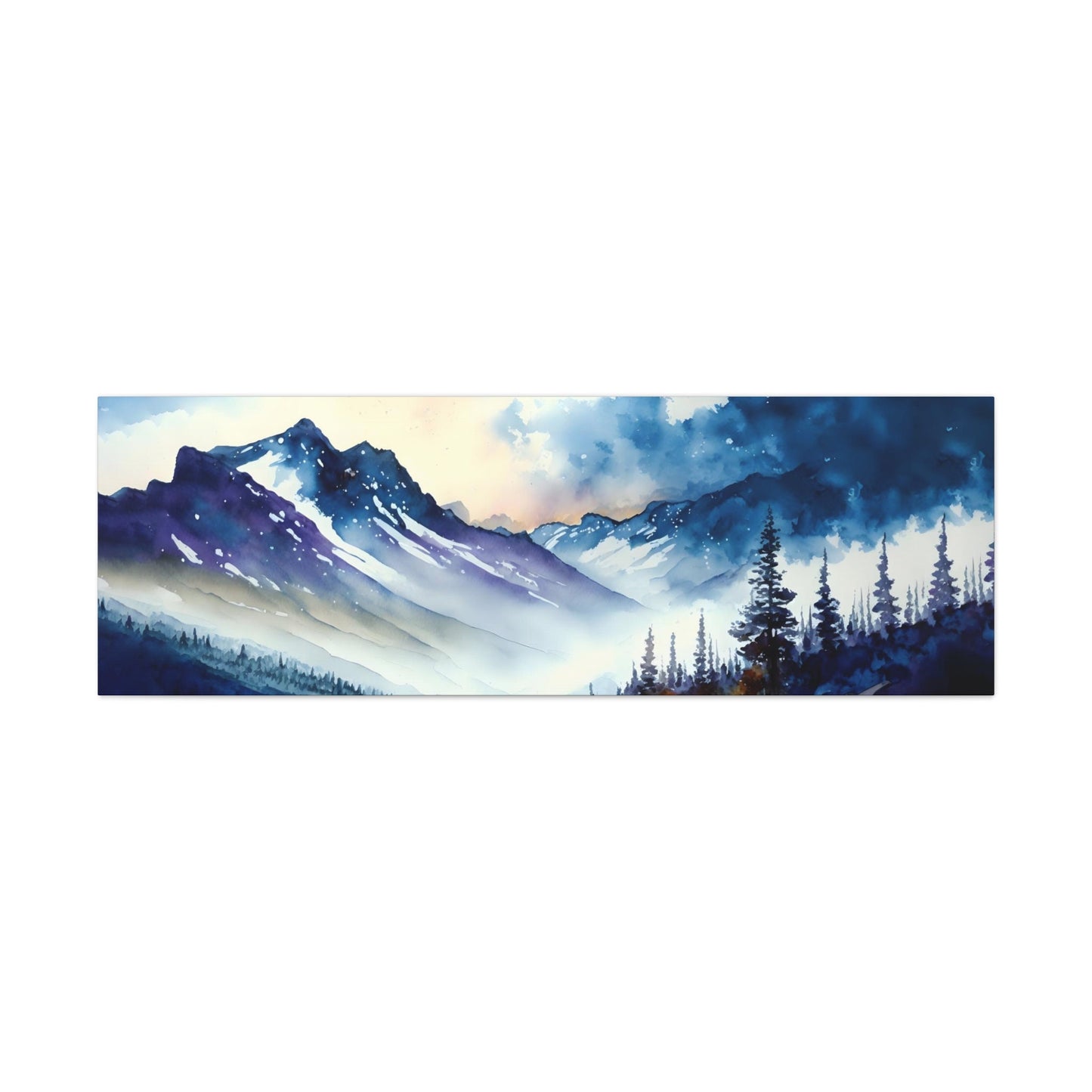 Mountain Side Landscape - Watercolor stretched canvas
