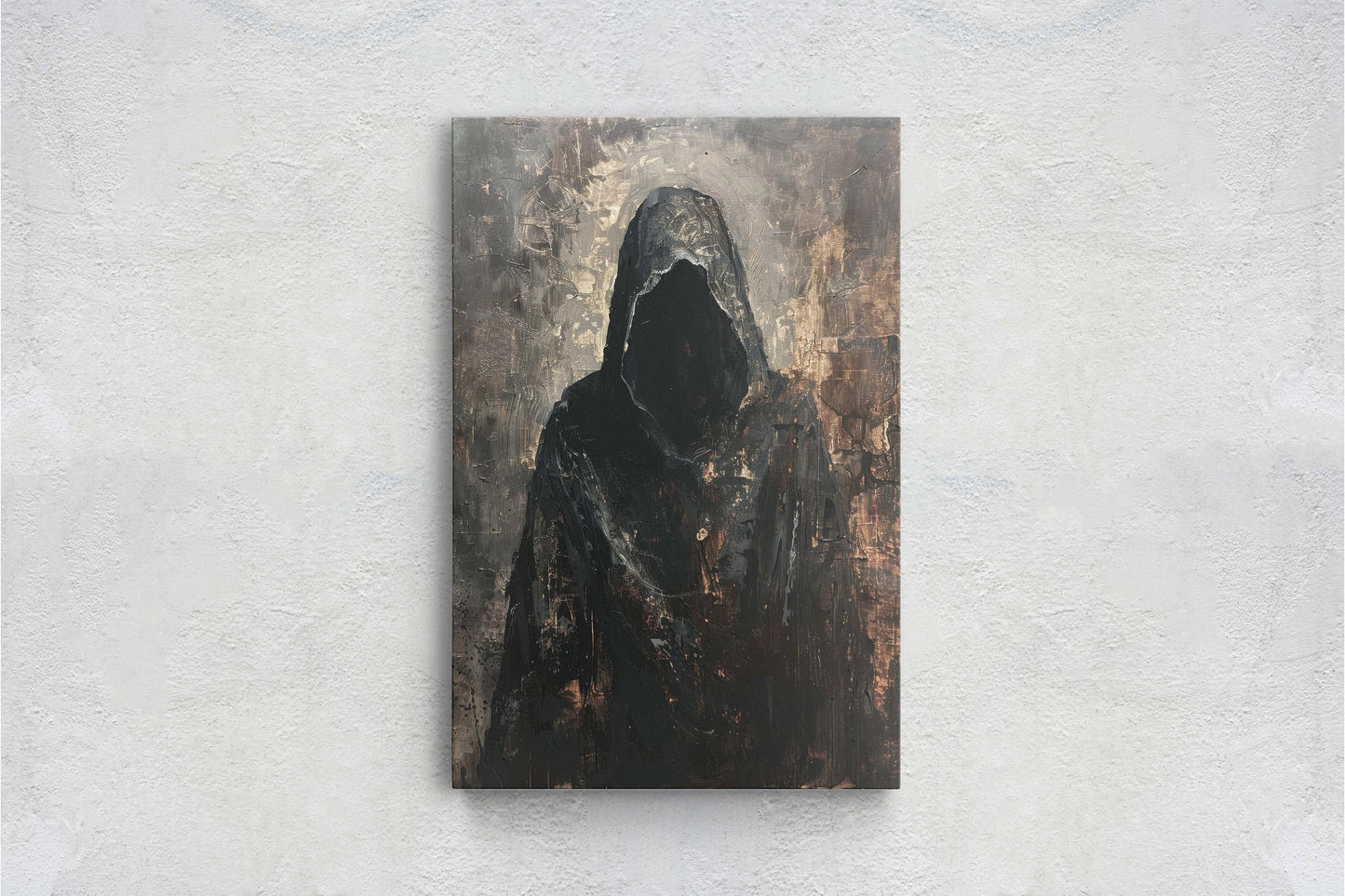 Figure of Death, Dark Robed Figure, Creepy Painting, Gothic Art, Dark Academia, Victorian Art