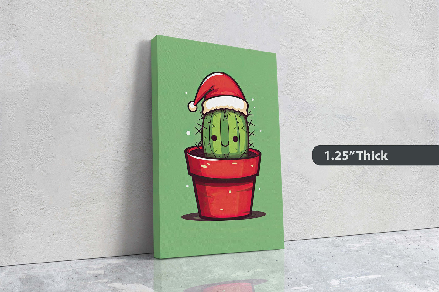 Christmas Cactus, Cute Cactus, Cute Christmas Decor, Illustration, Southwester, Chibi Style, Cartoon Cactus