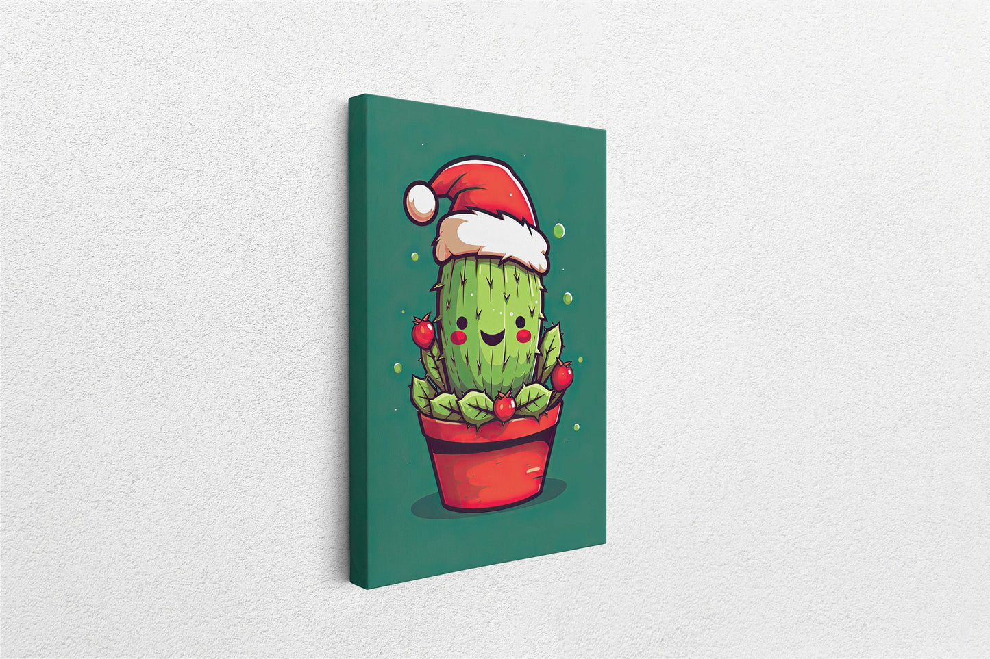 Christmas Cactus, Cute Cactus, Cute Christmas Decor, Illustration, Southwester, Chibi Style, Cartoon Cactus