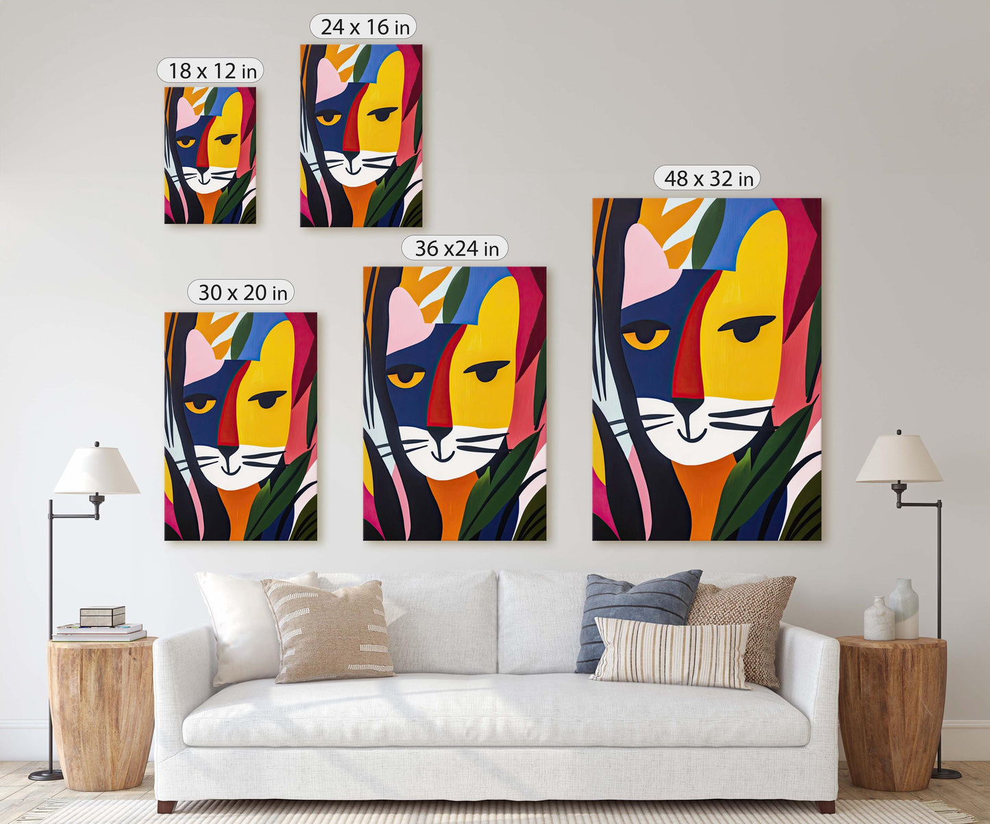 Abstract Cat Decor, Cat Pop Art, Matisse Inspired, Modern Art