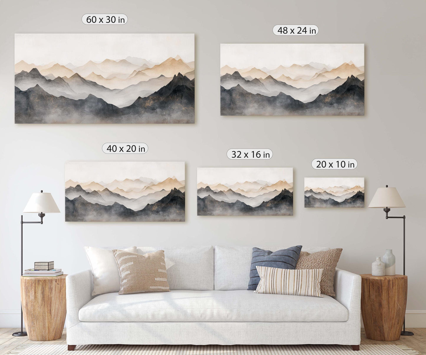 Misty Mountains, Foggy Landscape, Abstract Mountains, Contemporary Art