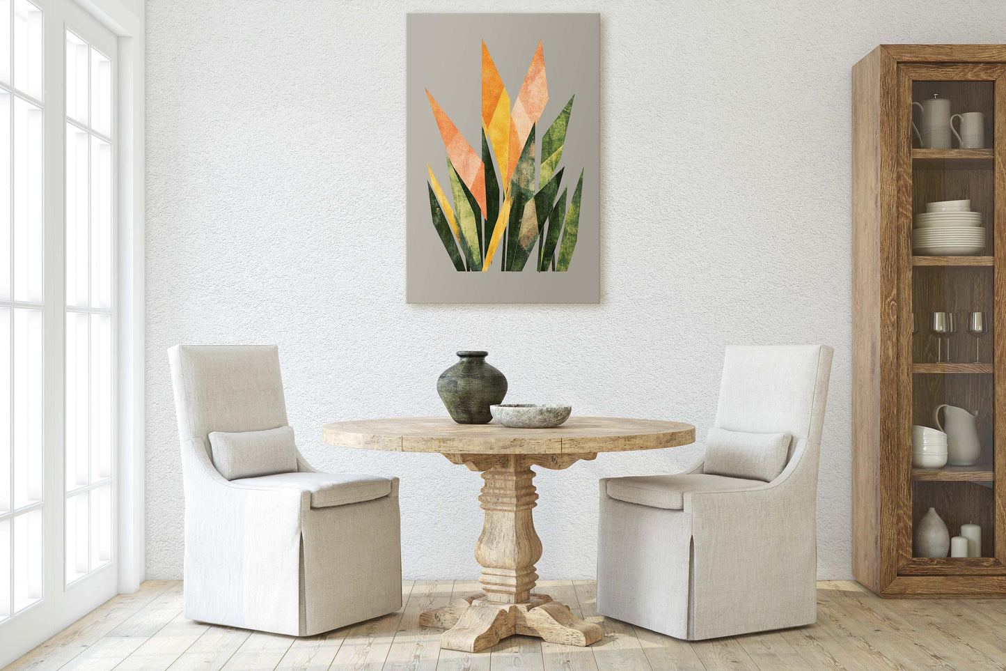 Geometric Grass, Abstract Floral Decor, Botanical Art