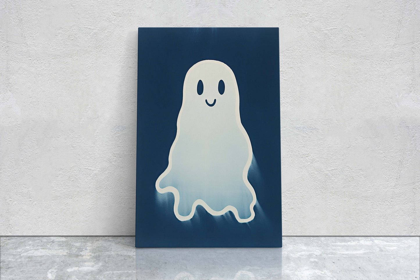 Cute Ghost Illustration, Halloween Ghost, Friendly Ghost, Happy Ghost, Fun Spirit, Halloween Poster, Canvas Art, Kid Friendly Halloween