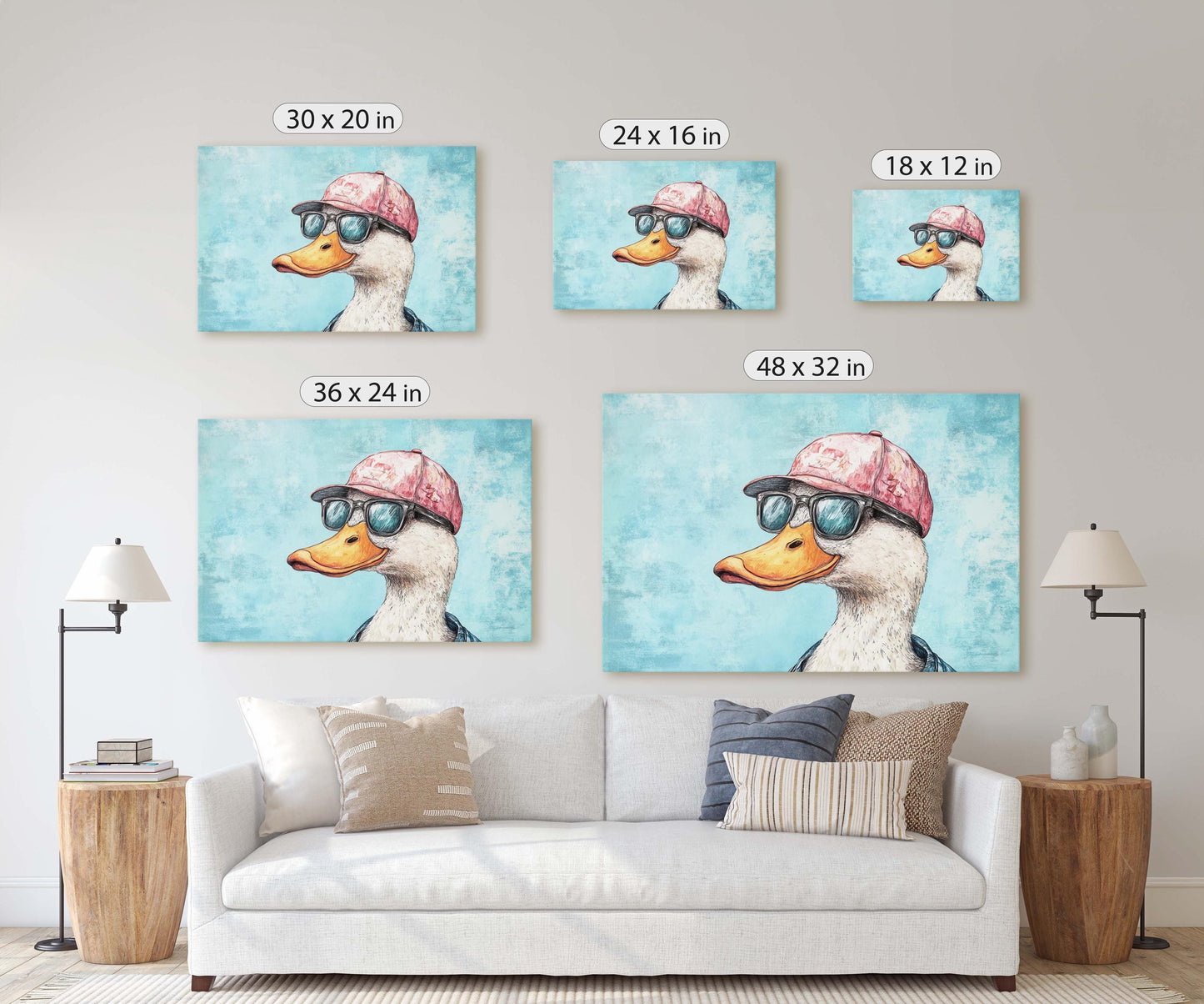 Hipster Duck, Pop Art, Modern Decor, Street Art, Animal Art, Unique Art, Kids Room, Boys Room, Girls Room