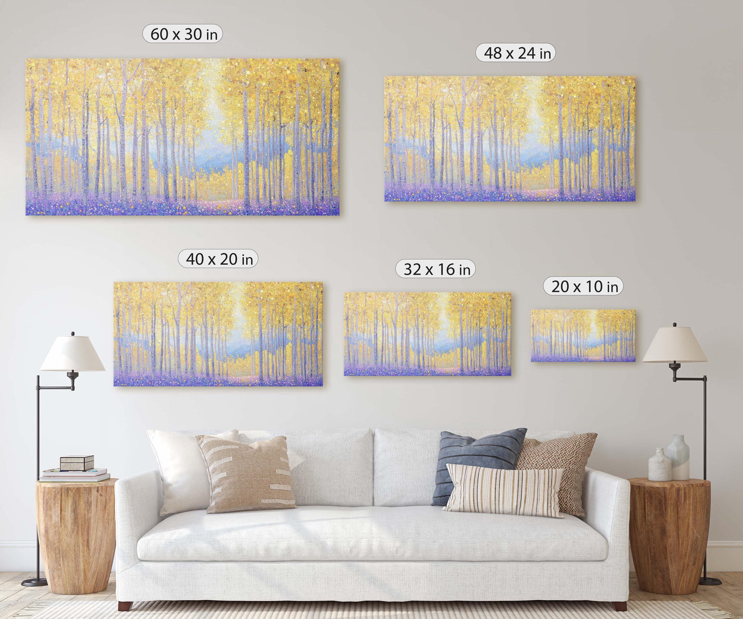 Pointillism Fall Canvas, Aspens In Fall, Autumn Forest