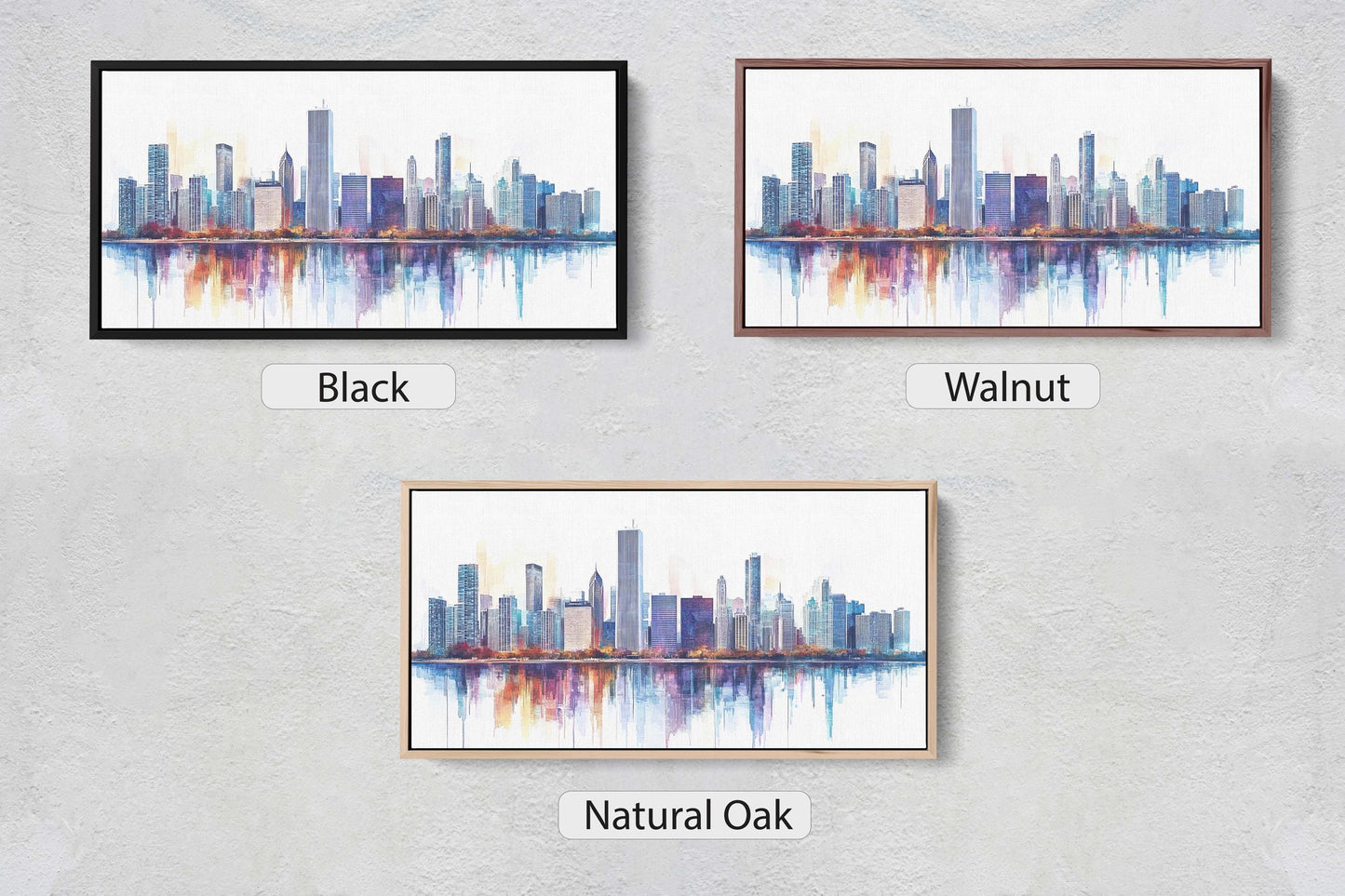 City Skyline Print, Urban City, Waterfront Buildings