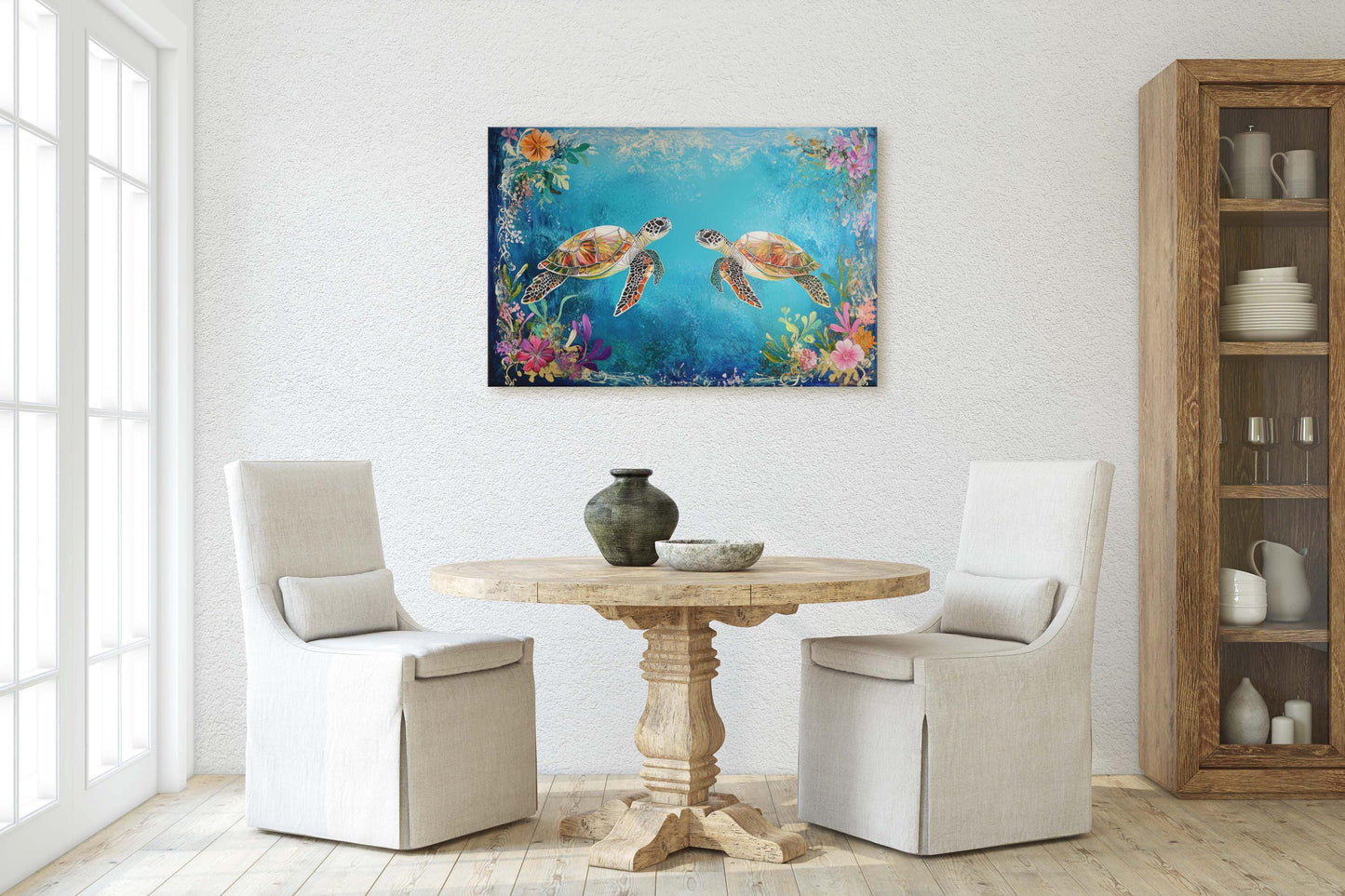 Sea Turtles In love, Ocean Decor, Turtle Print, Fish Art