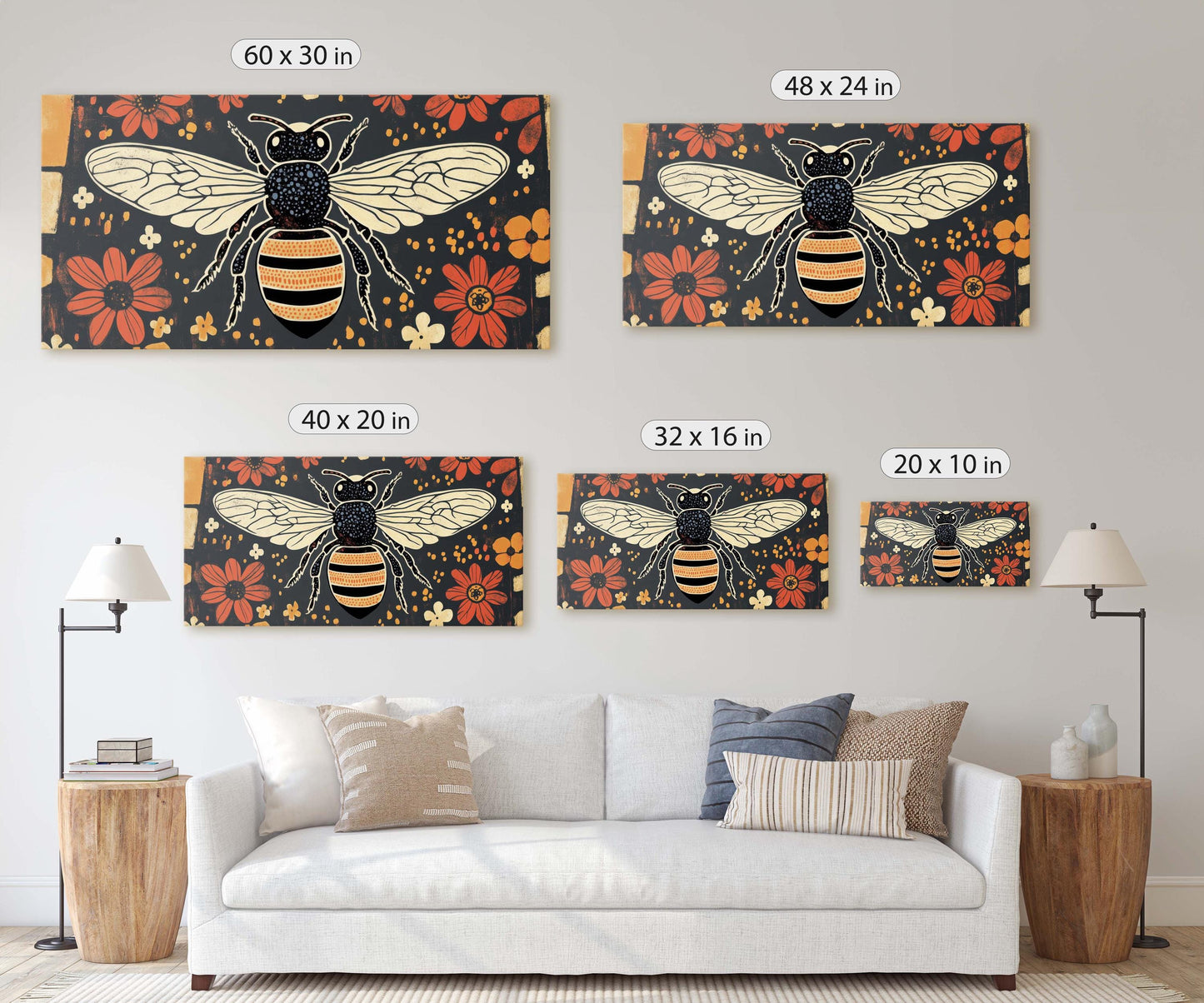 Scandinavian Bee, Folk Art, Contemporary Decor, Modern Art