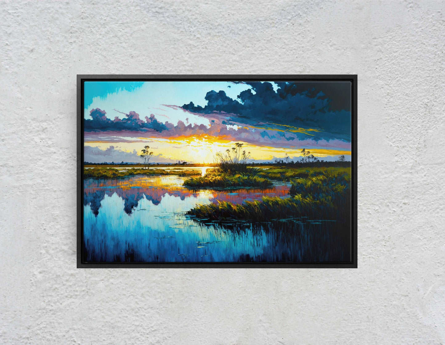 Everglades National Park Canvas Art Ready To Hang Large Print, Oil Painting, sunrise landscape, Sunset