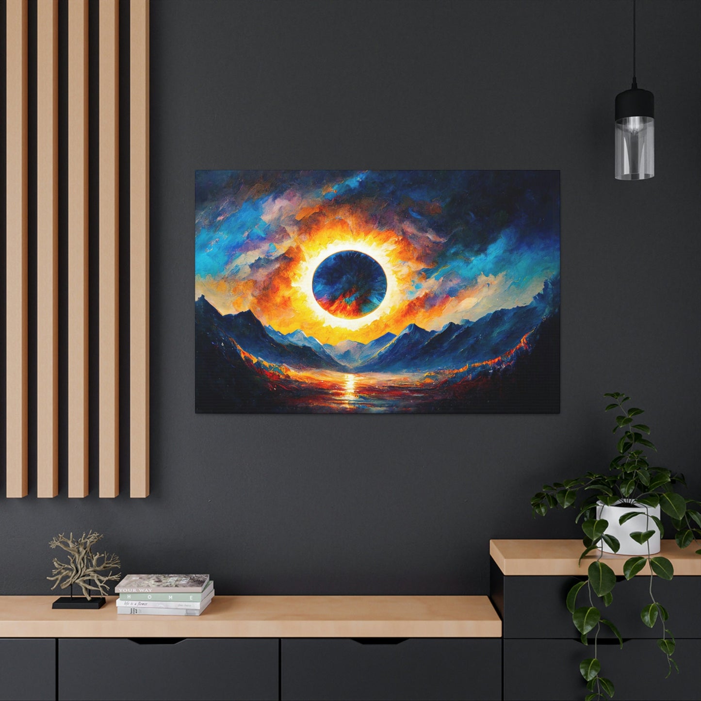 Solar Eclipse Canvas Art Ready To Hang | Sci Fi | Man Cave
