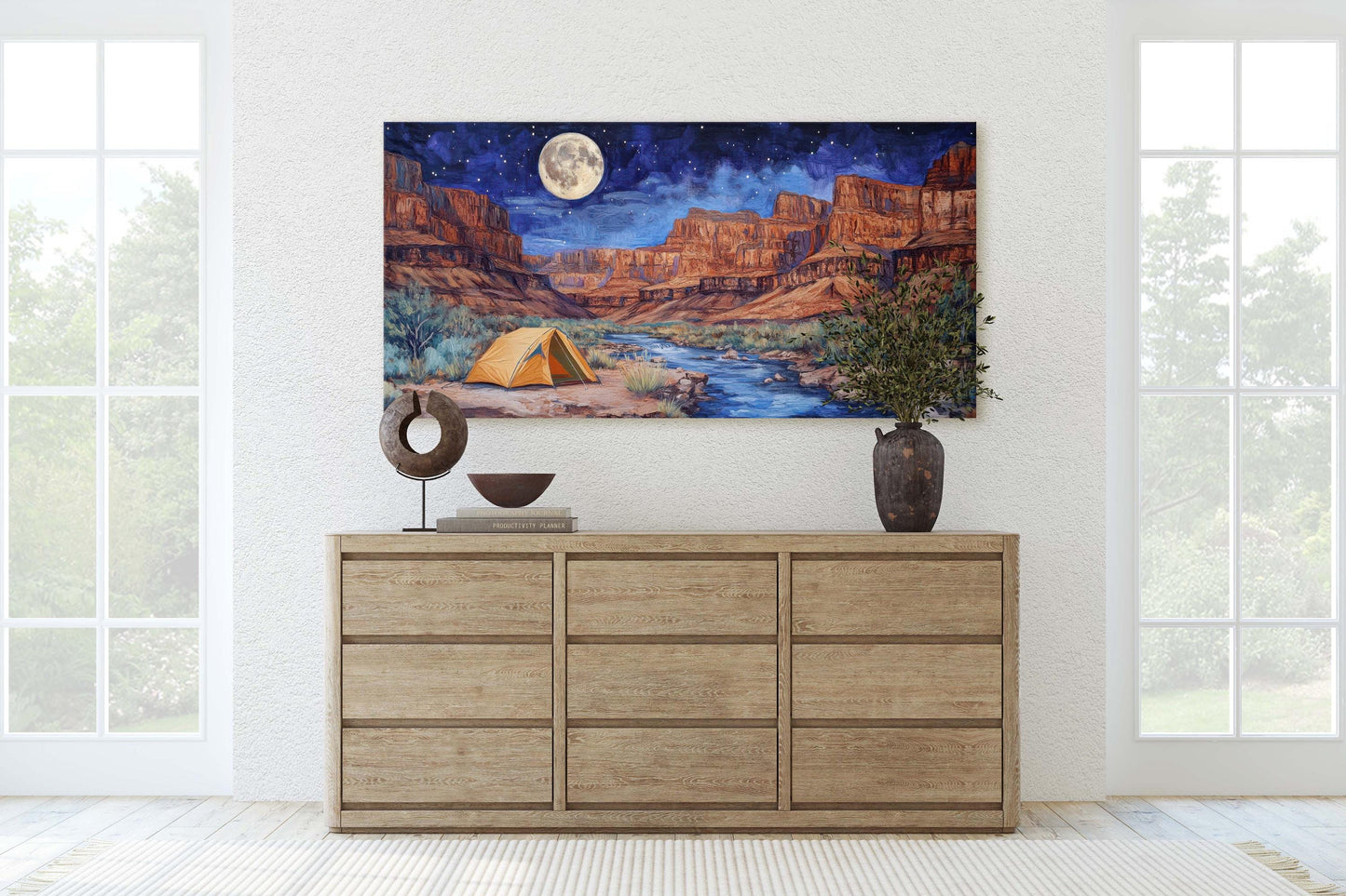Grand Canyon Canvas, Camping Night, Moon Canyon