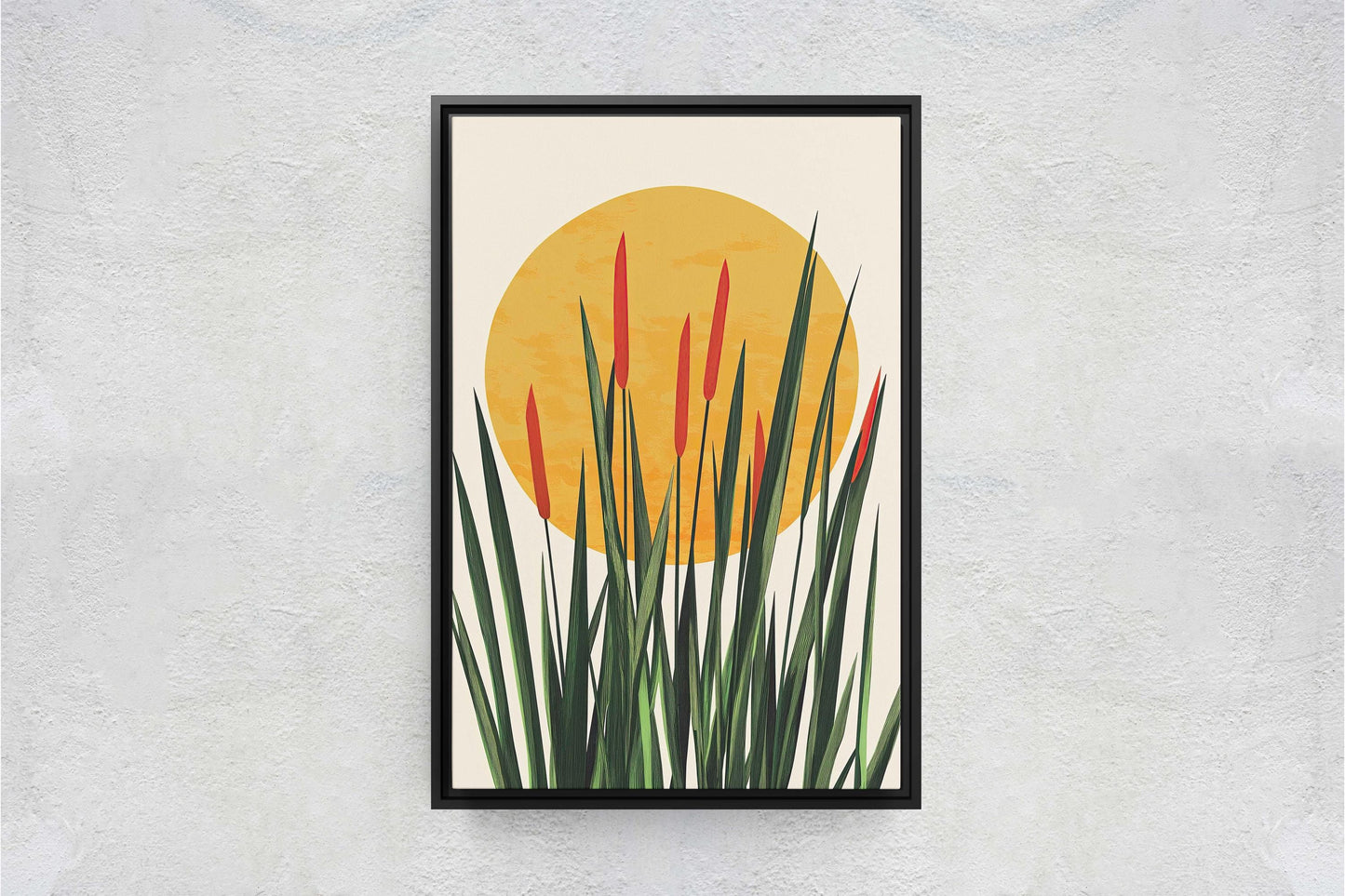 Afternoon Cat Tails, Summer Grass, Living Room Art