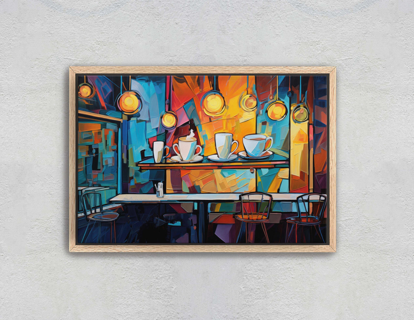 Coffee Shop Art, Coffee Art, Latte Painting, Pop Art, Modern Contemporary, Colorful Vivid, Abstract, Framed Canvas, Large Art print