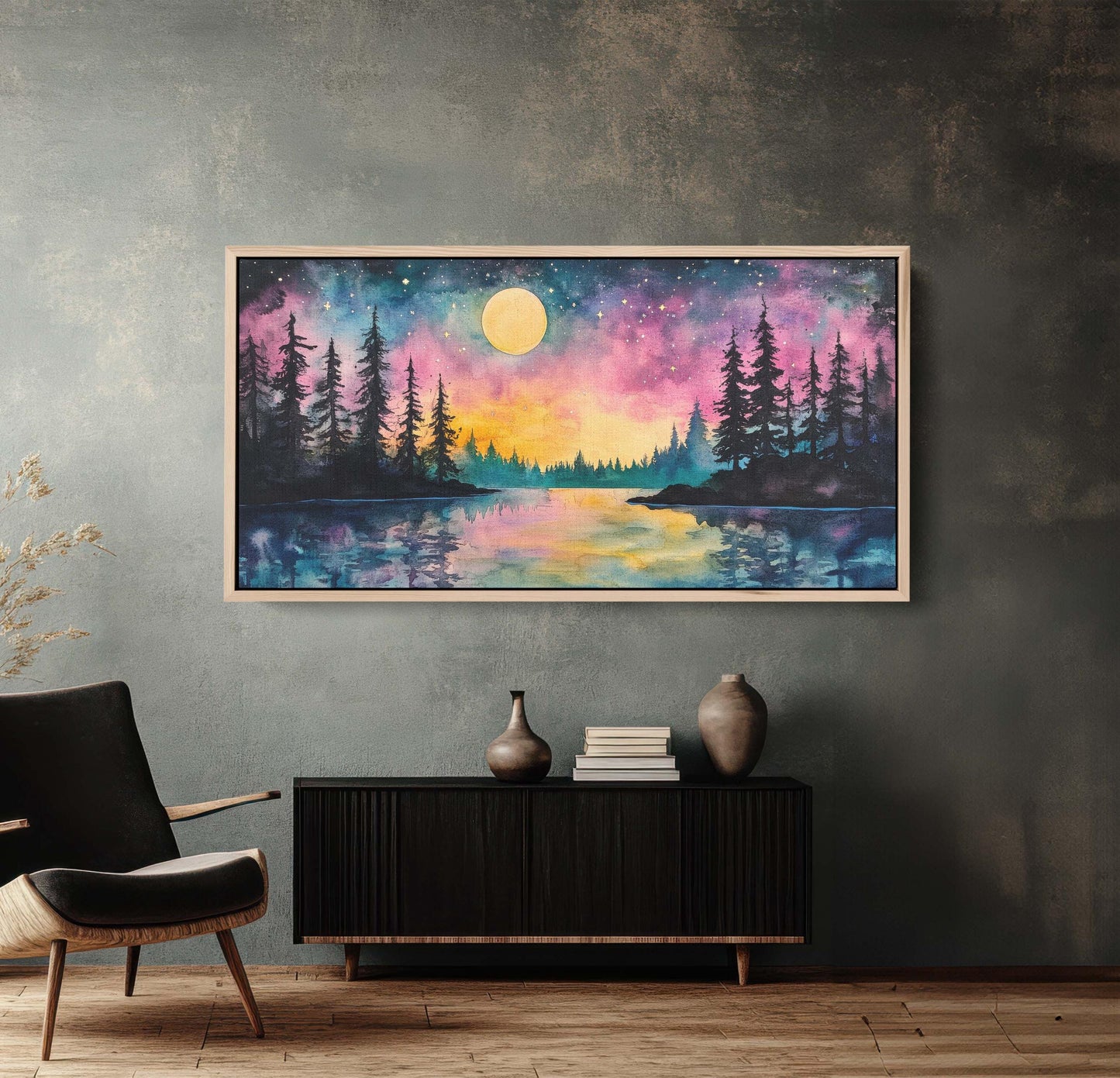 Ethereal Lake, Mountain Lake Night, Scenic Decor, Nature Print