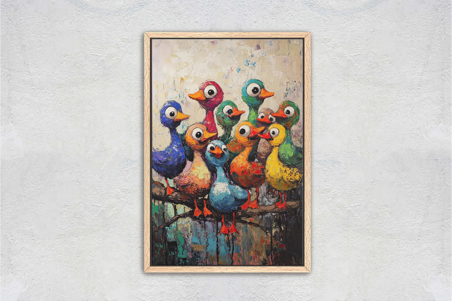 Colorful Ducks Print, Abstract Duck Print, Kids room, Colorful Fun, Bird Print