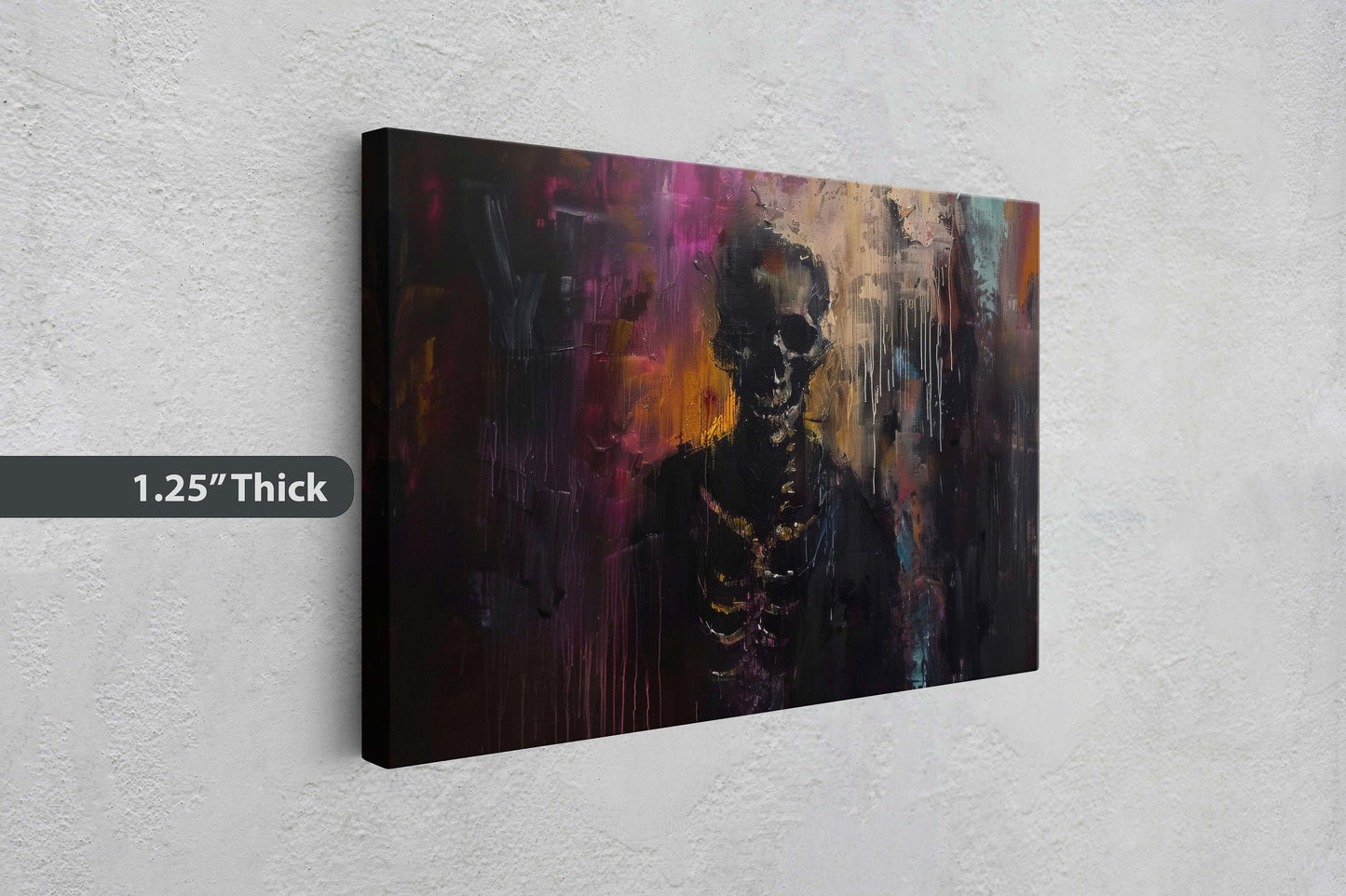 Chromatic Skeleton, Colorful Death, Creepy Decor, renaissance Painting, Dark Academia