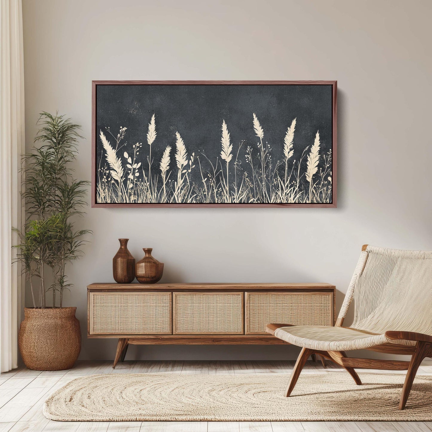 Grass Field Painting, Light and Dark, Tall Grass Print, Black and White