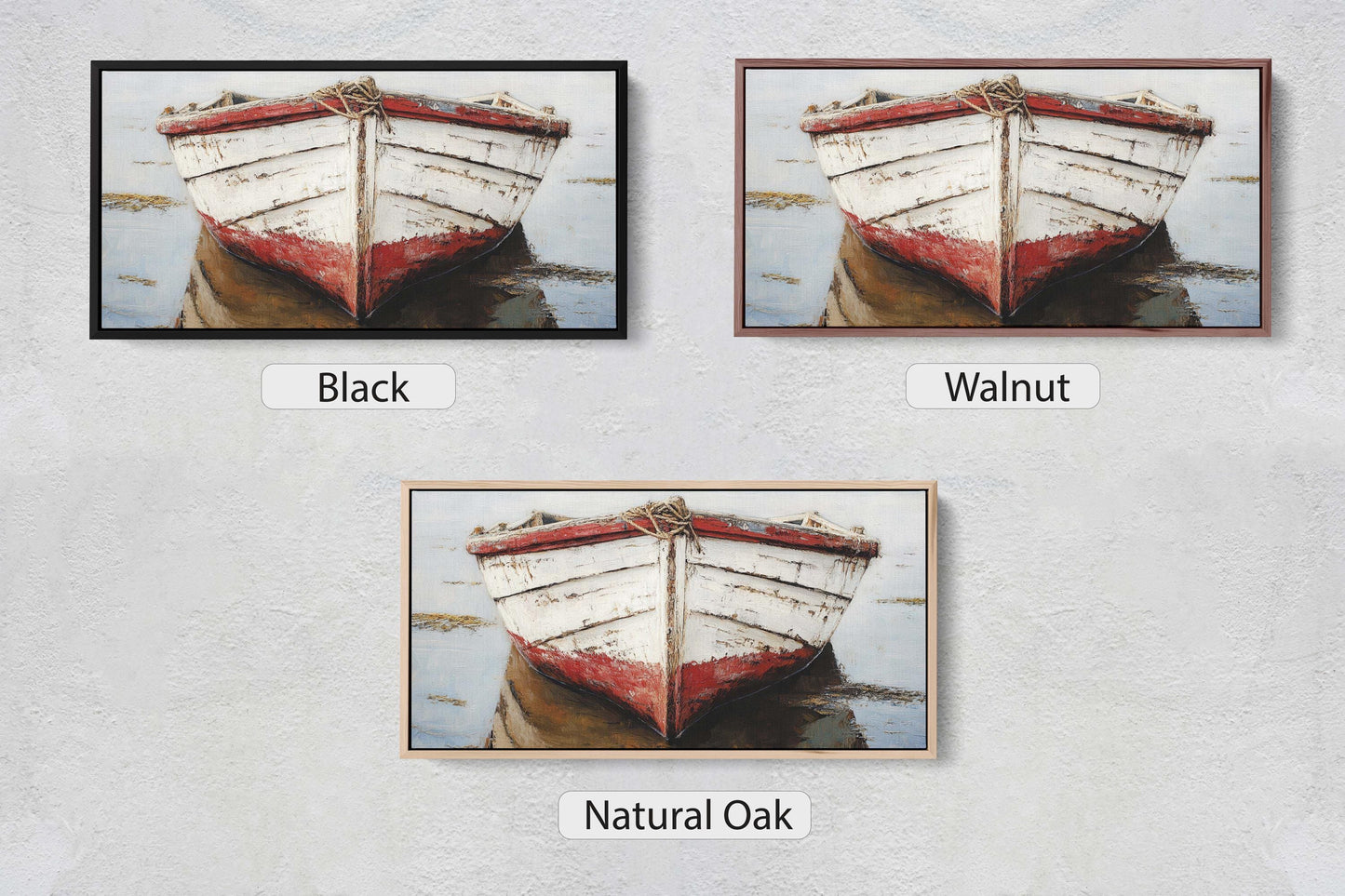 three pictures of a boat on the water