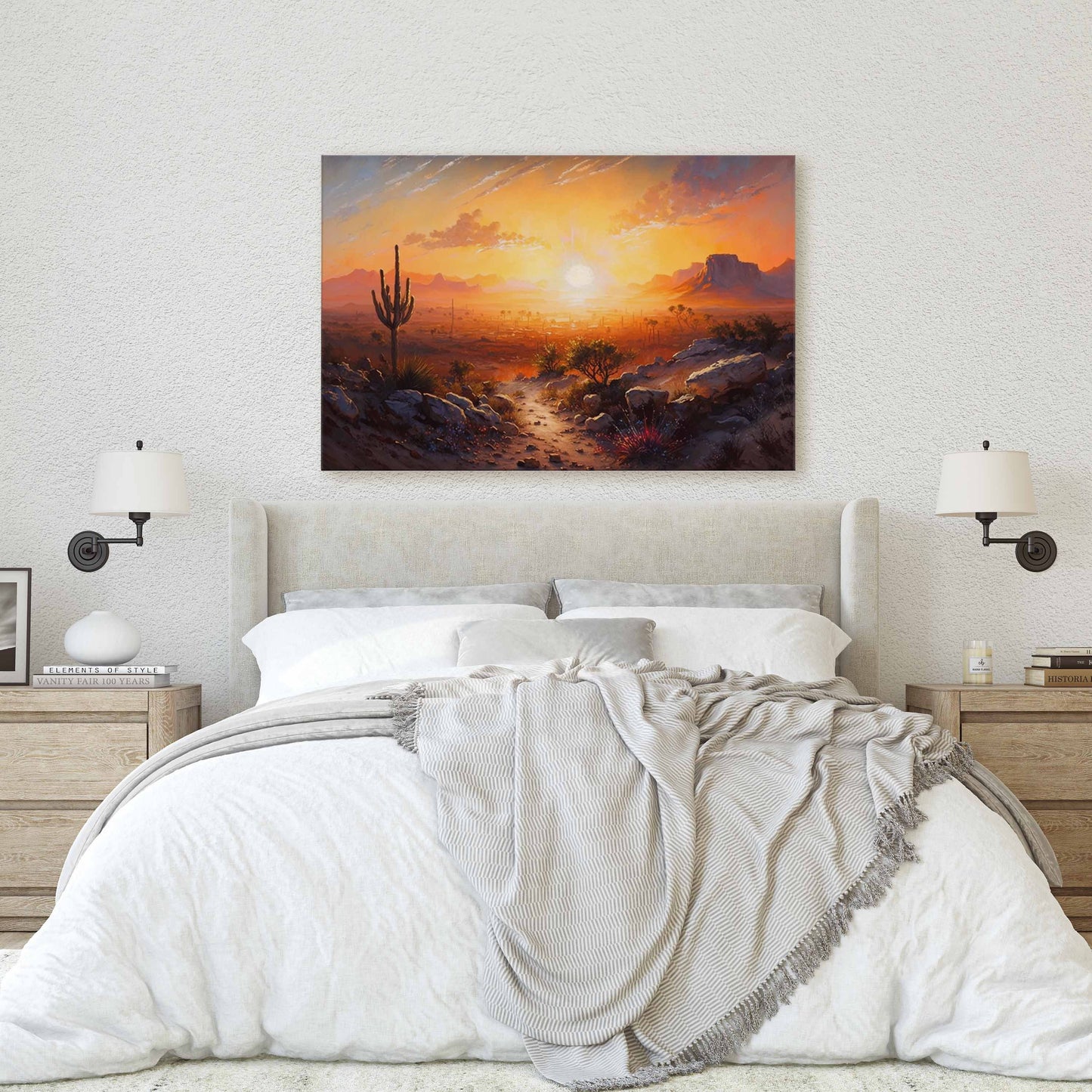 Desert Landscape Canvas Art Ready To Hang Large Print, Oil Painting, Landscape, Southwest Art, Arizona Decor