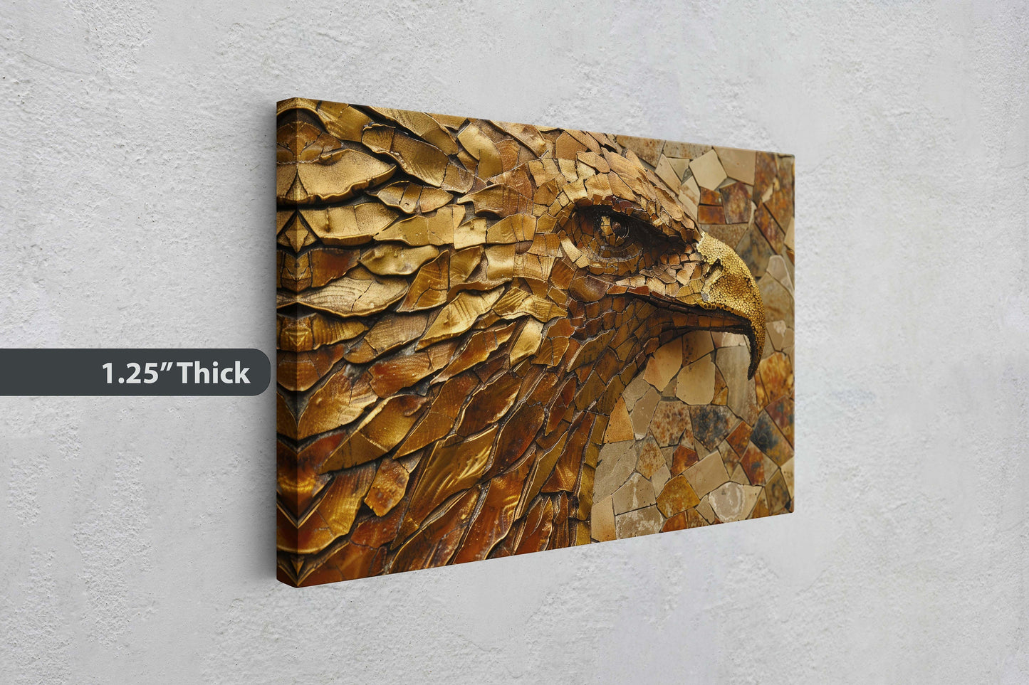 Gold Eagle, Stone Eagle, Bald Eagle, Abstract Gold, Americana, American Art, Patriotic, Framed Canvas, Large Art print,