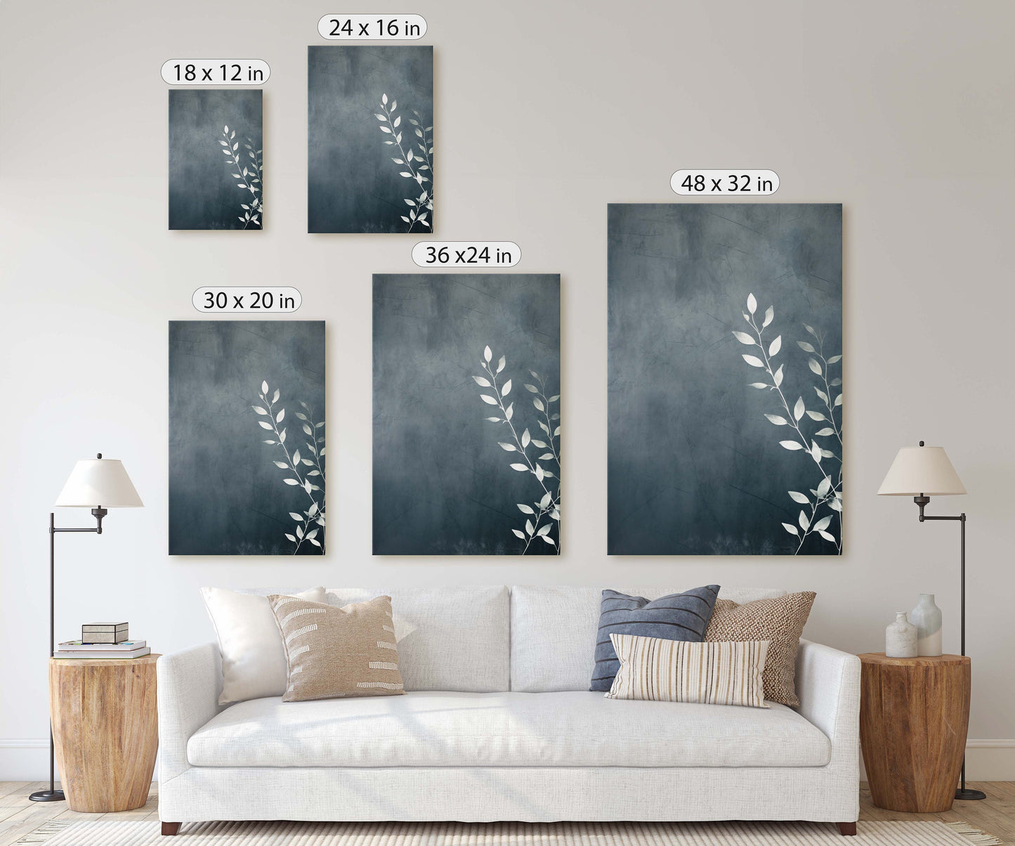 Black and White Floral, Botanical Art, Wildflower Decor, Farmhouse Print, Modern Art, Large Print, Framed Canvas