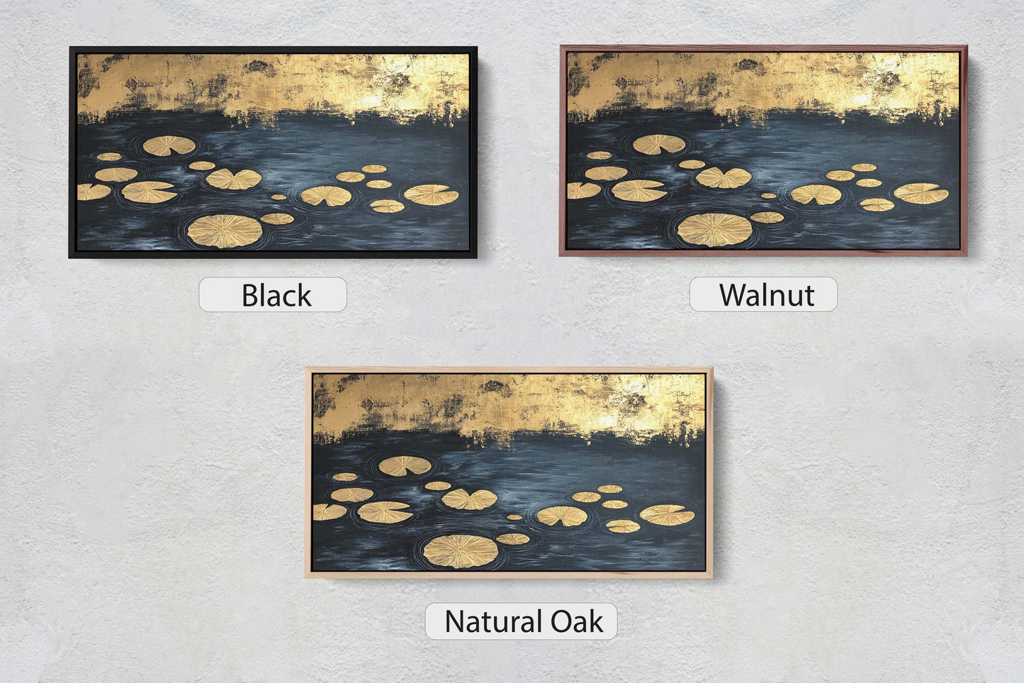Lily Pad Pond, Black and Gold, lillipad Contemporary, Modern Abstract
