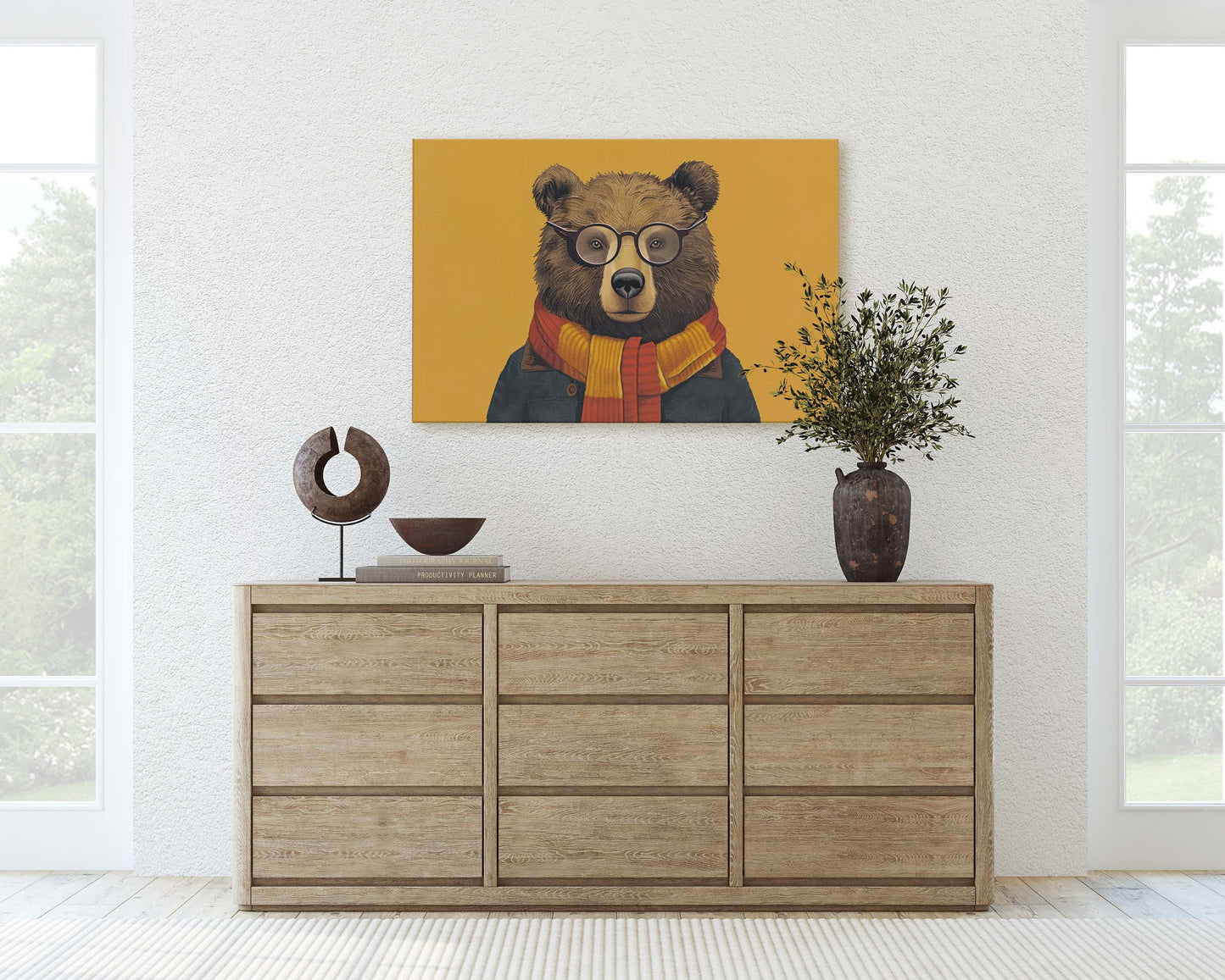 Hipster Bear, Pop Art, Street Art, Graffiti Painting, Animal Sunglasses, Orange Blue, Fun Quirky, Large Art Print, Kids Room, Boys Room