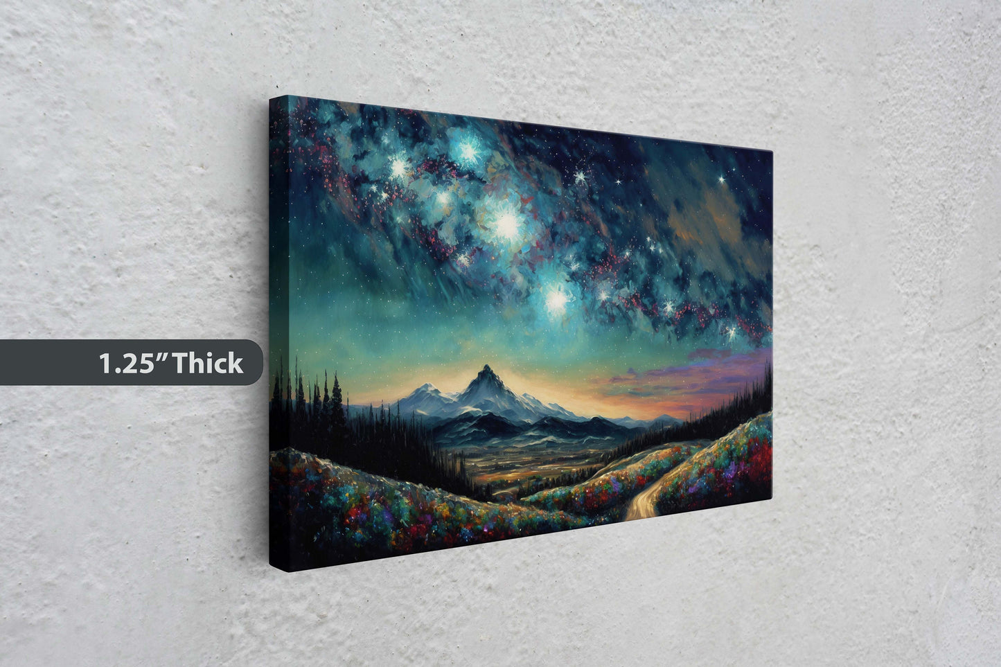 A Starry Night Mountain Range Canvas Art