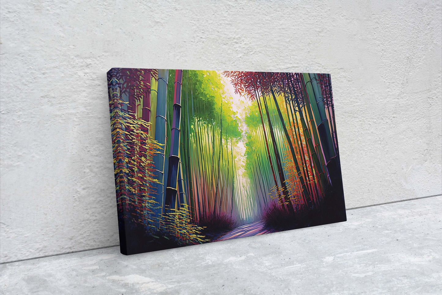 Arashiyama Bamboo Grove, Sagano Bamboo Forest,Canvas Art, Large Print, Painting, Landscape, Colorful