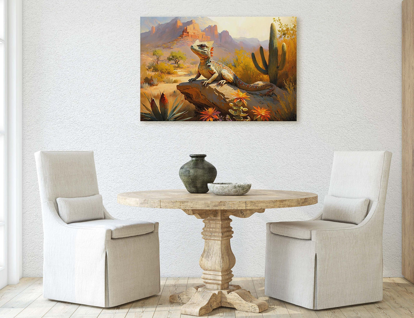 Lizard Desert, Iguana Decor, Reptile Print, Desert Decor, Southwestern Art, Desert Landscape, Ready to Hang
