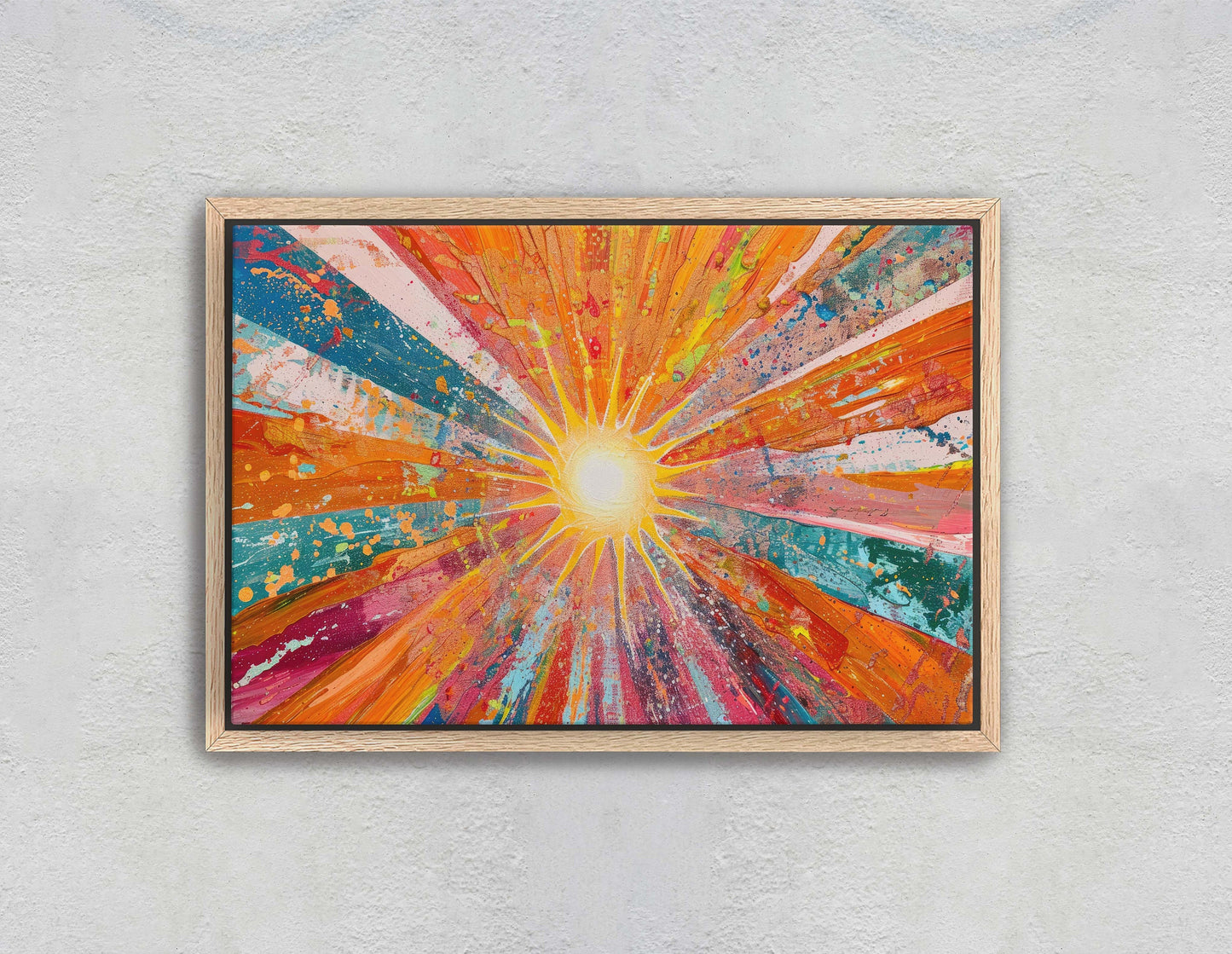 Starburst, Abstract Color, Color Theory, Sunburst, Modern Art, Contemporary, Framed Canvas, Statement Piece, Large Art Print, Rainbow Vivid