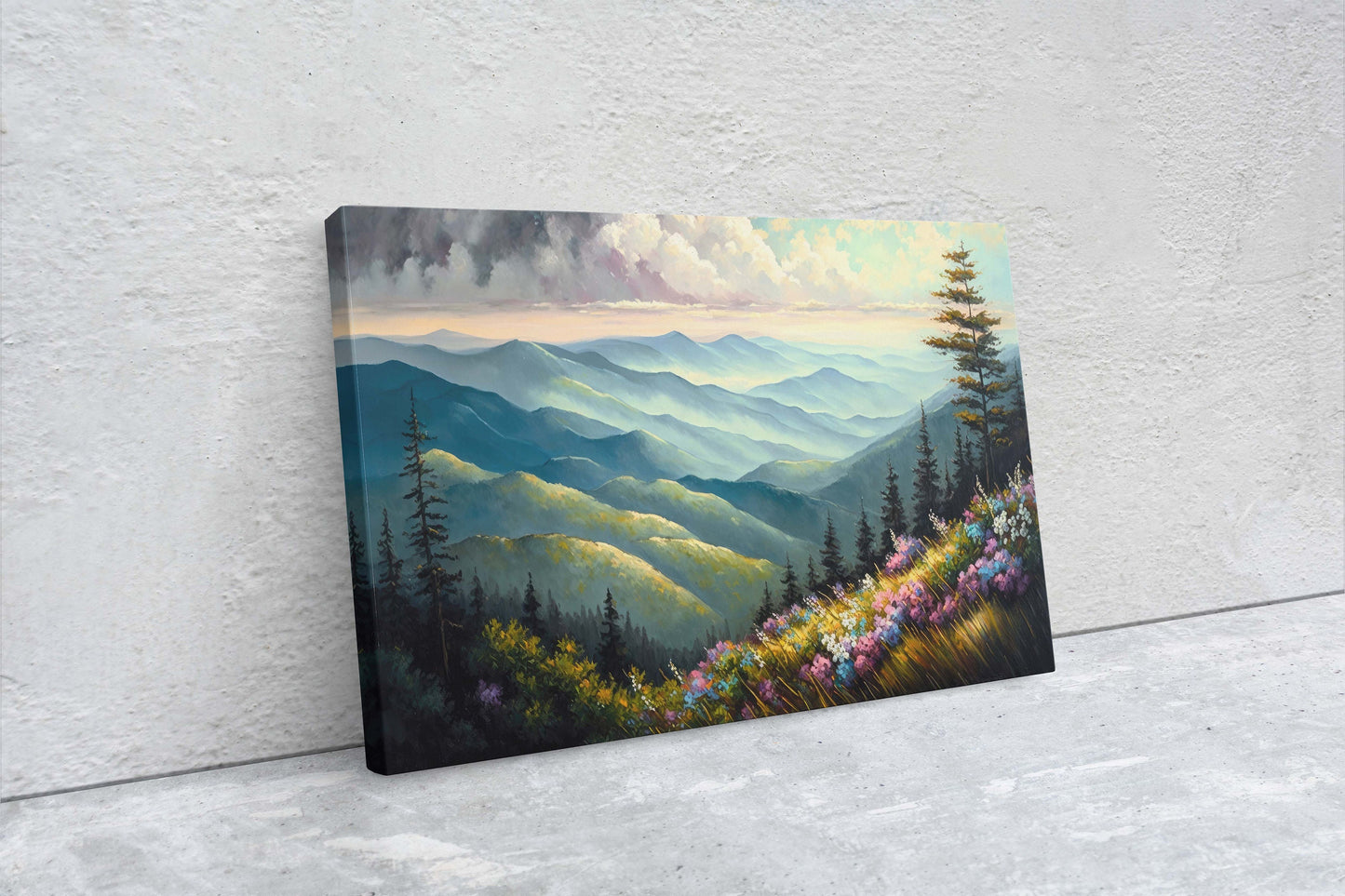 Great Smoky Mountains Canvas Art Ready To Hang Large Print, Oil Painting, Landscape