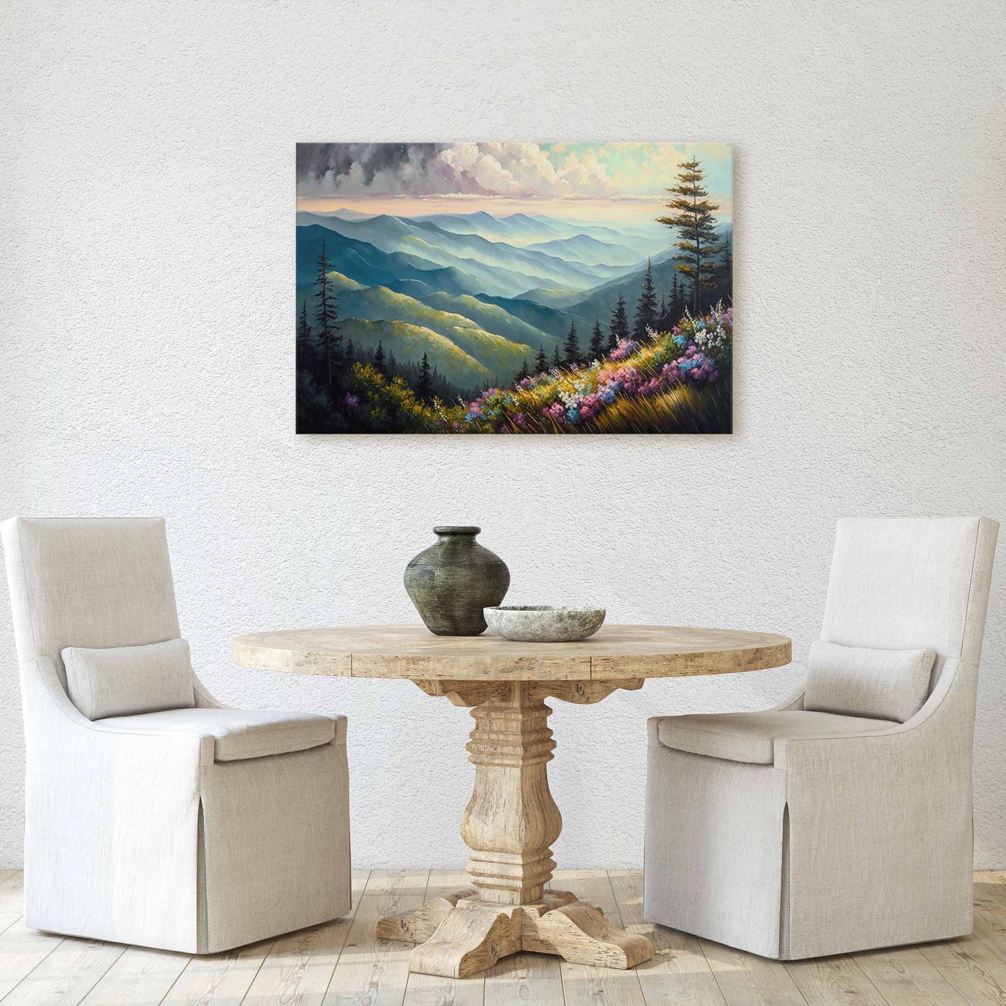 Great Smoky Mountains Canvas Art Ready To Hang Large Print, Oil Painting, Landscape