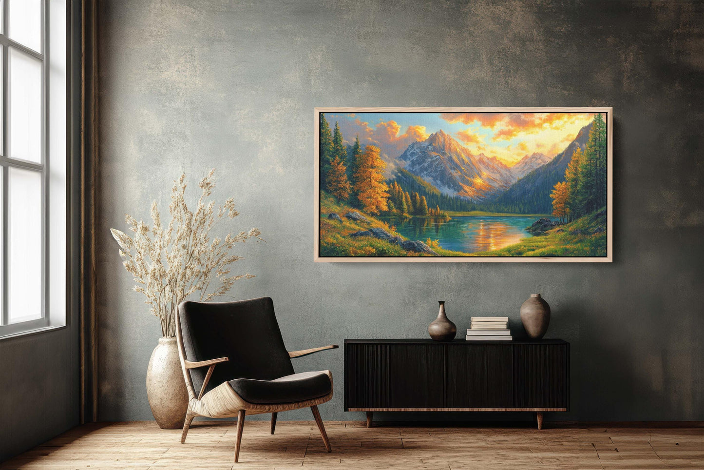 Fall Mountains, Mountain Lake, Nature Painting, Canvas print