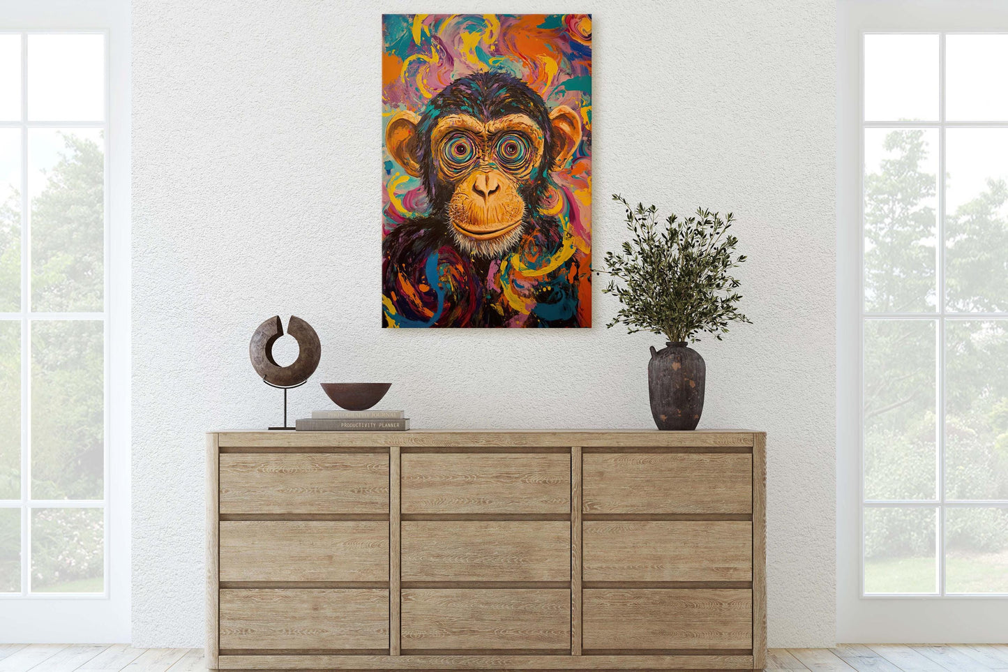 Monkeying With Perception, Surrealist Art, Modern Decor, Monkey Print, Ape Art