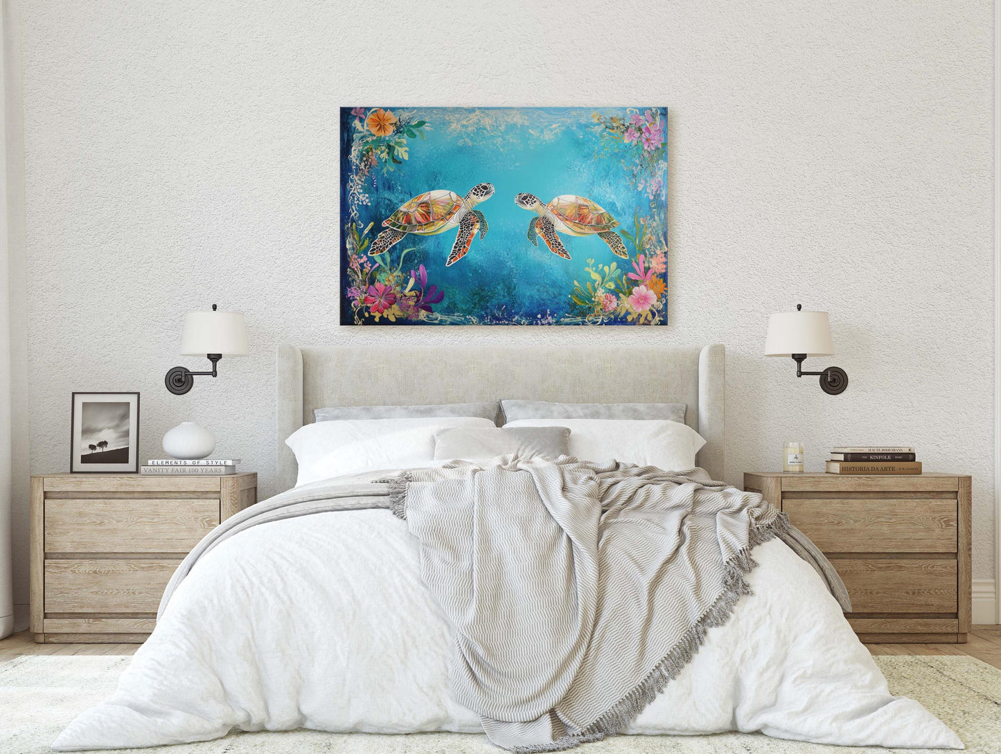 Sea Turtles In love, Ocean Decor, Turtle Print, Fish Art