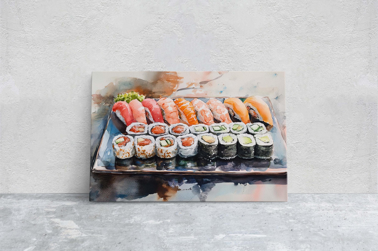 Sushi Print, Sashimi Canvas, Food Decor, Kitchen Art