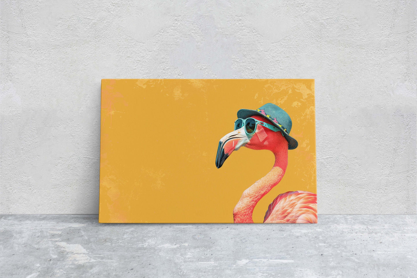 Hipster Flamingo, Pop Art, Street Art, Graffiti Painting, Animal Sunglasses, Orange Blue, Fun Quirky, Large Art Print, Kids Room, Pink