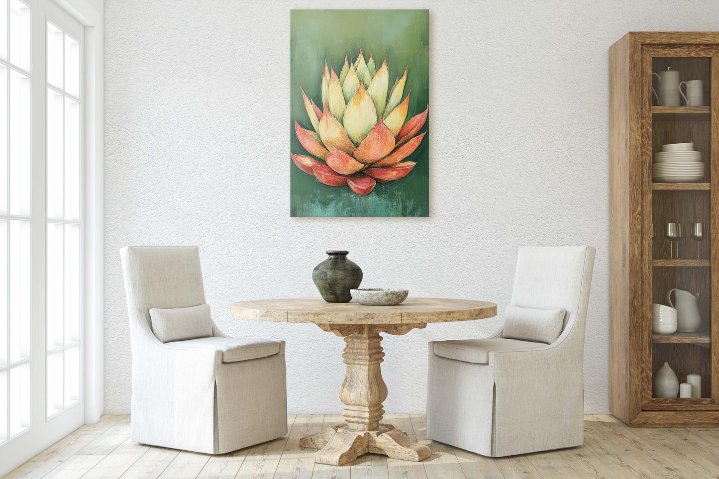 Red Green Agave, Abstract Agave, Minimalist Decor