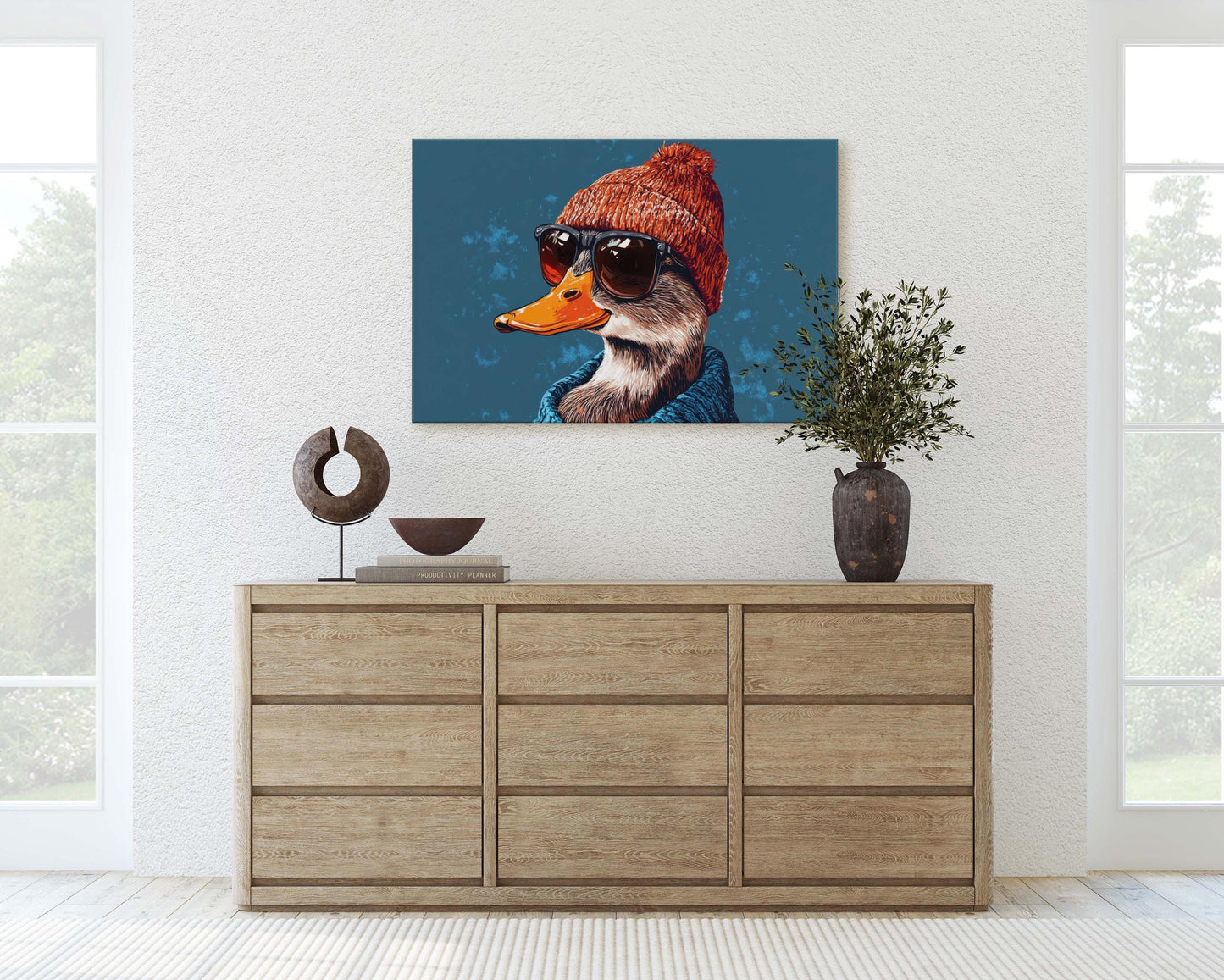 Hipster Duck, Pop Art, Modern Decor, Street Art, Animal Art, Unique Art, Kids Room, Boys Room, Girls Room