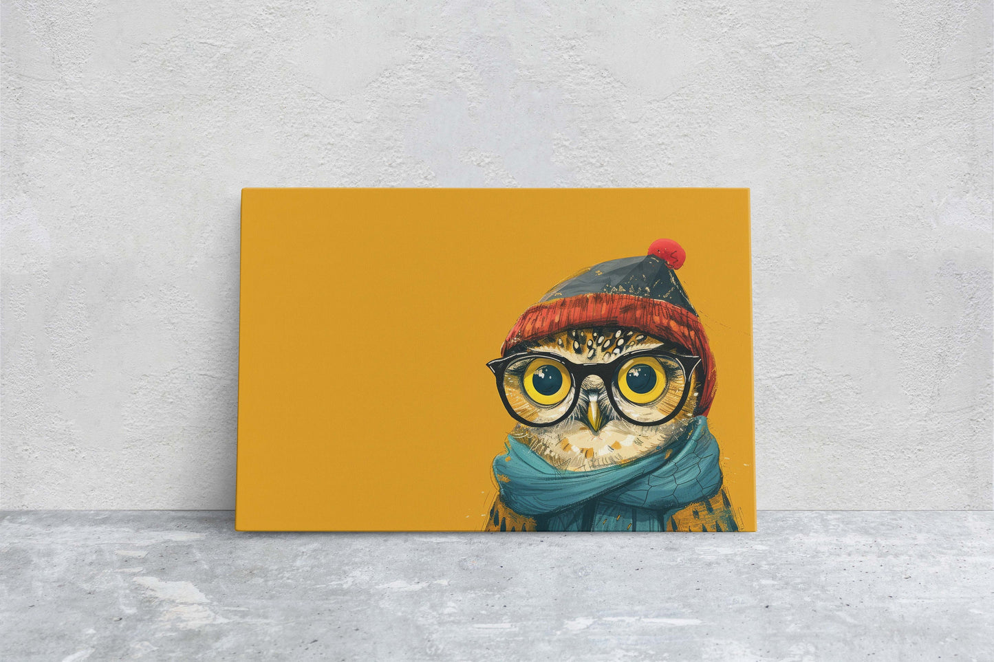 Hipster Owl, Pop Art, Street Art, Graffiti Painting, Animal Sunglasses, Orange Blue, Fun Quirky, Large Art Print, Kids Room