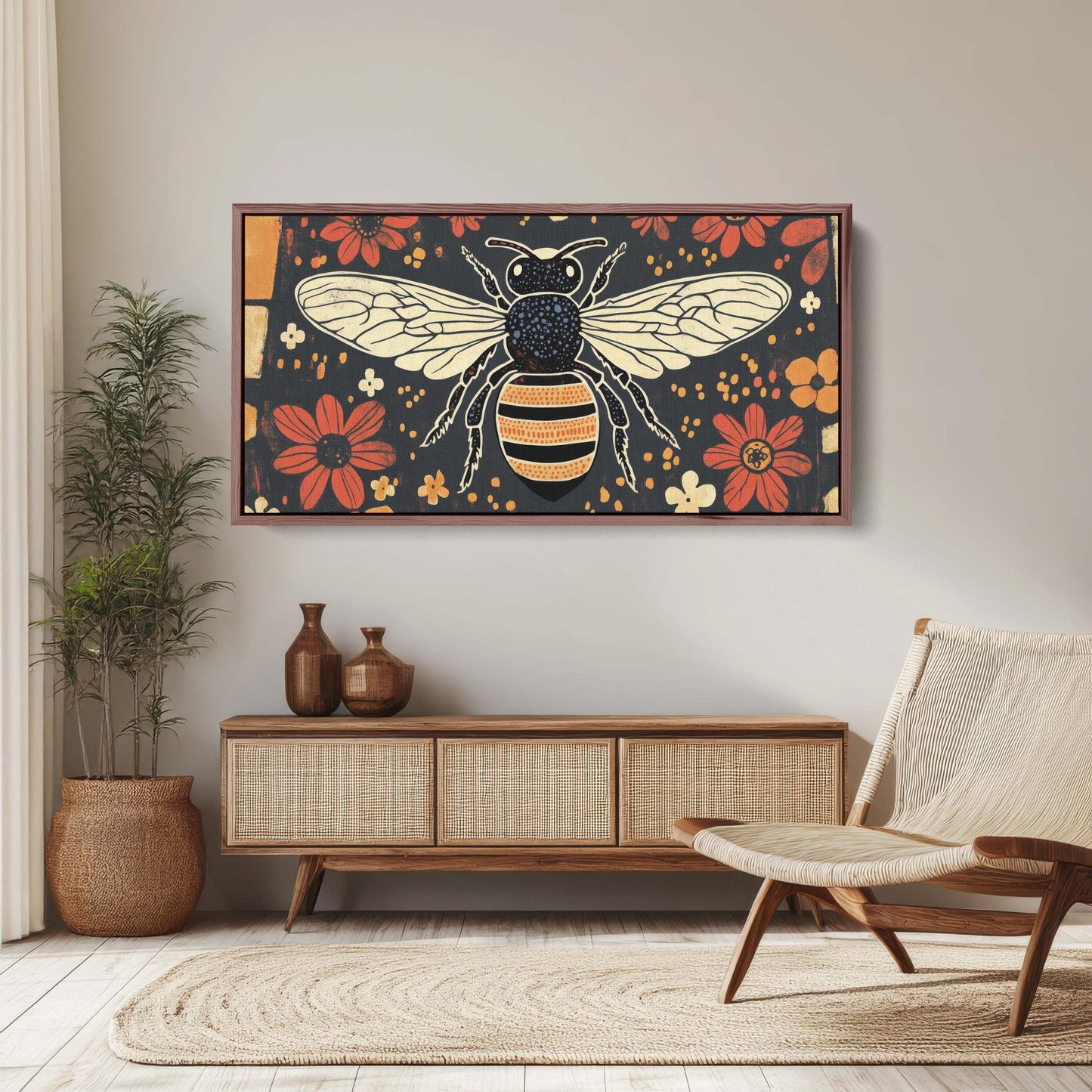 Scandinavian Bee, Folk Art, Contemporary Decor, Modern Art