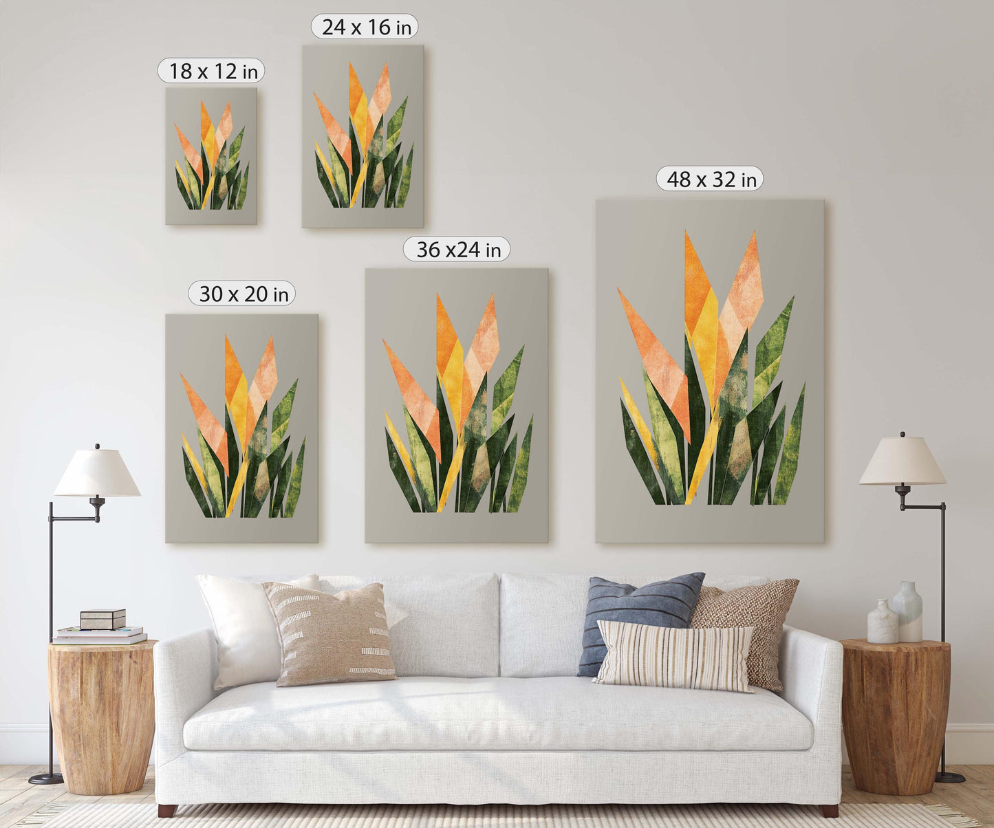 Geometric Grass, Abstract Floral Decor, Botanical Art