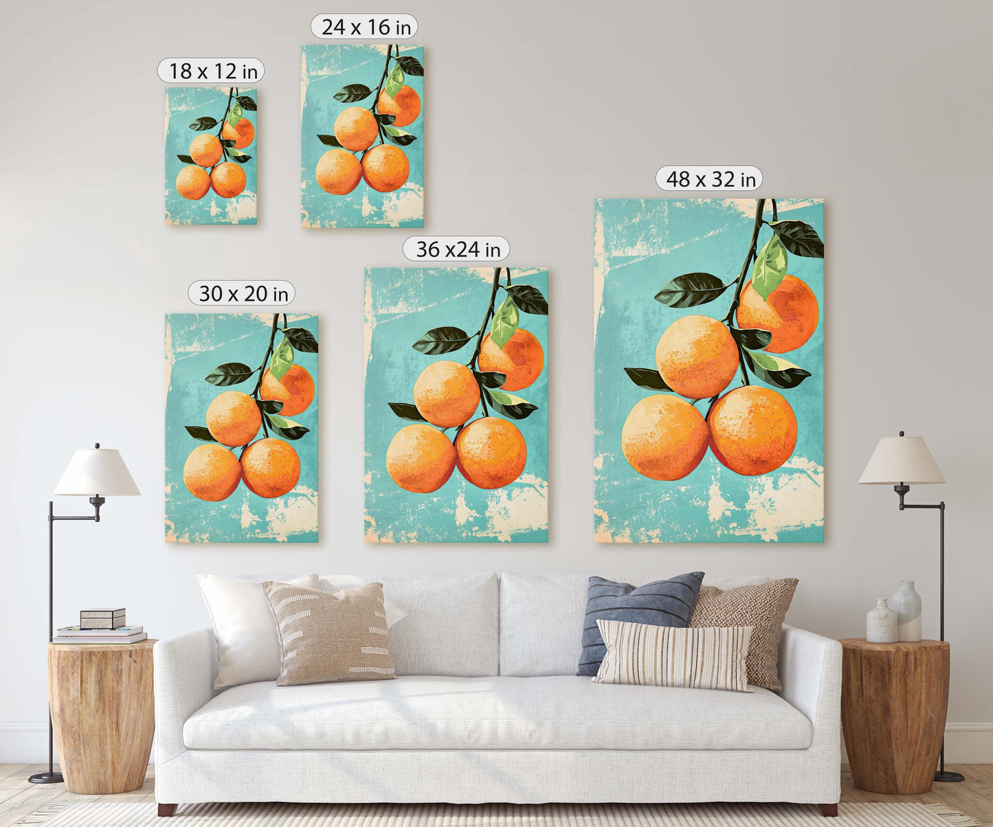 Vintage Oranges, Orange Still Life, Retro Food, Fruit Art