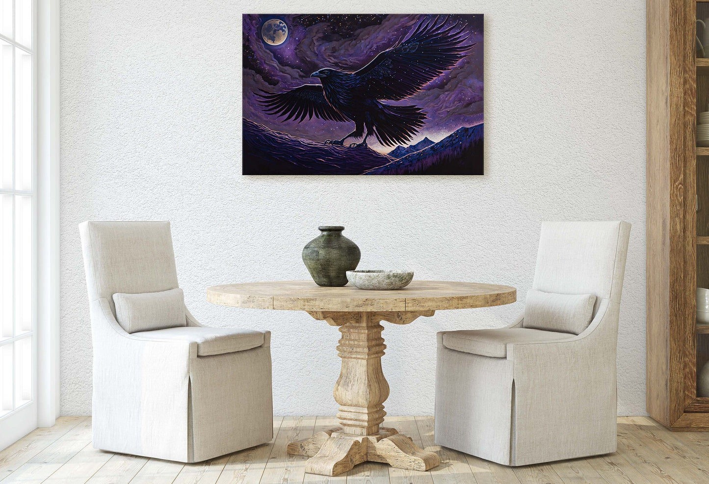 Raven Purple, Night Sky, Abstract Surreal, Ready to Hang, Large Print, Celestial Crow, Bird Painting, Bird Portrait, Moody, Inspiring, Dark