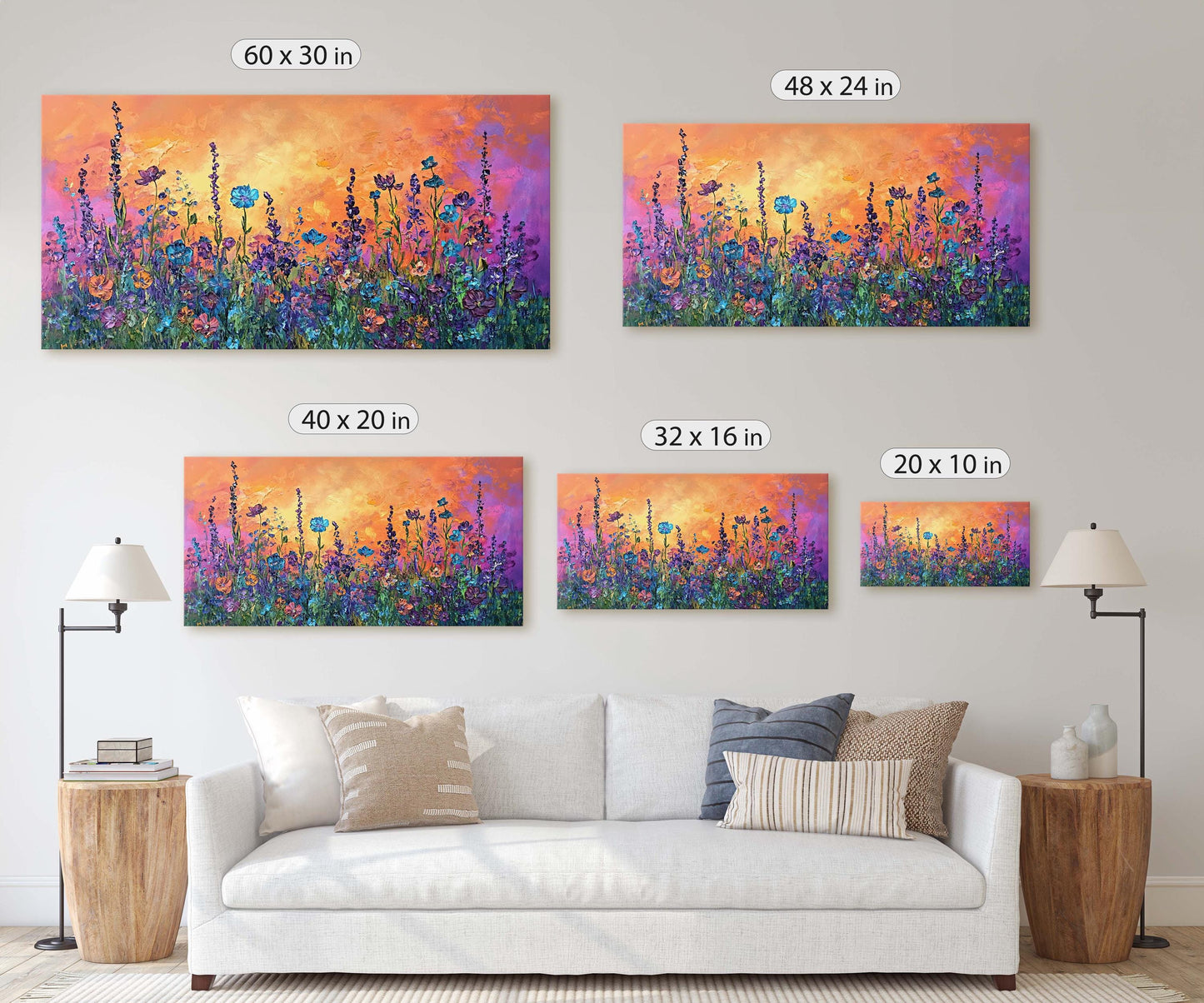 Vivid Wildflowers, Flower Painting, Statement Piece