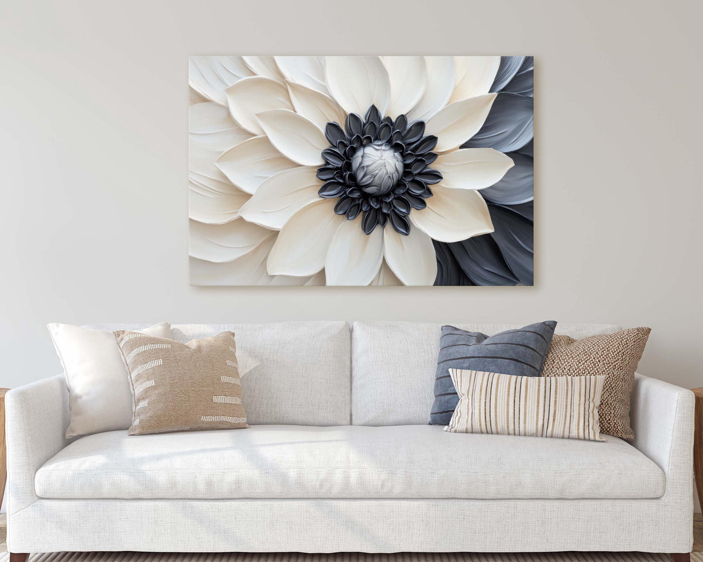 Flower Painting, Black White Floral, Contemporary Art